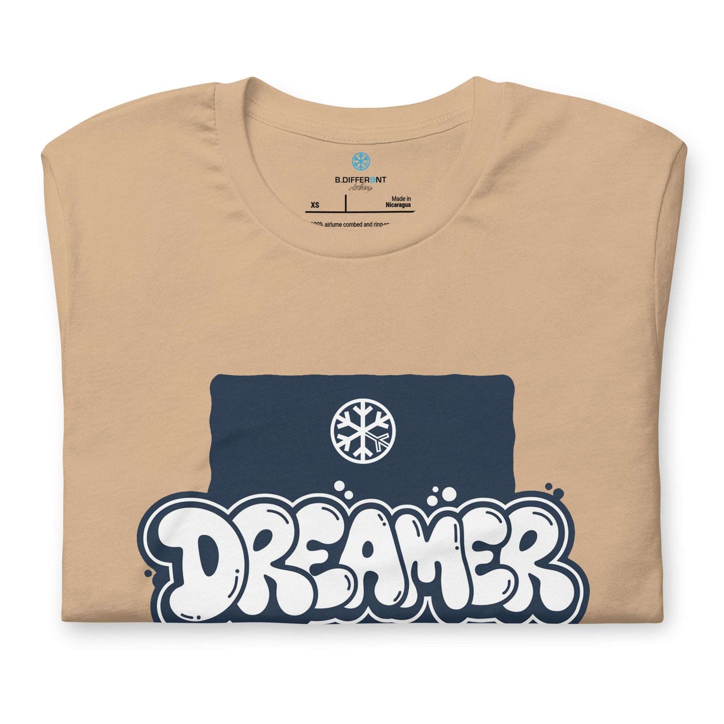 folded Dreamer Graffiti Throw-up Tee tan B.Different Clothing graffiti street art inspired streetwear brand