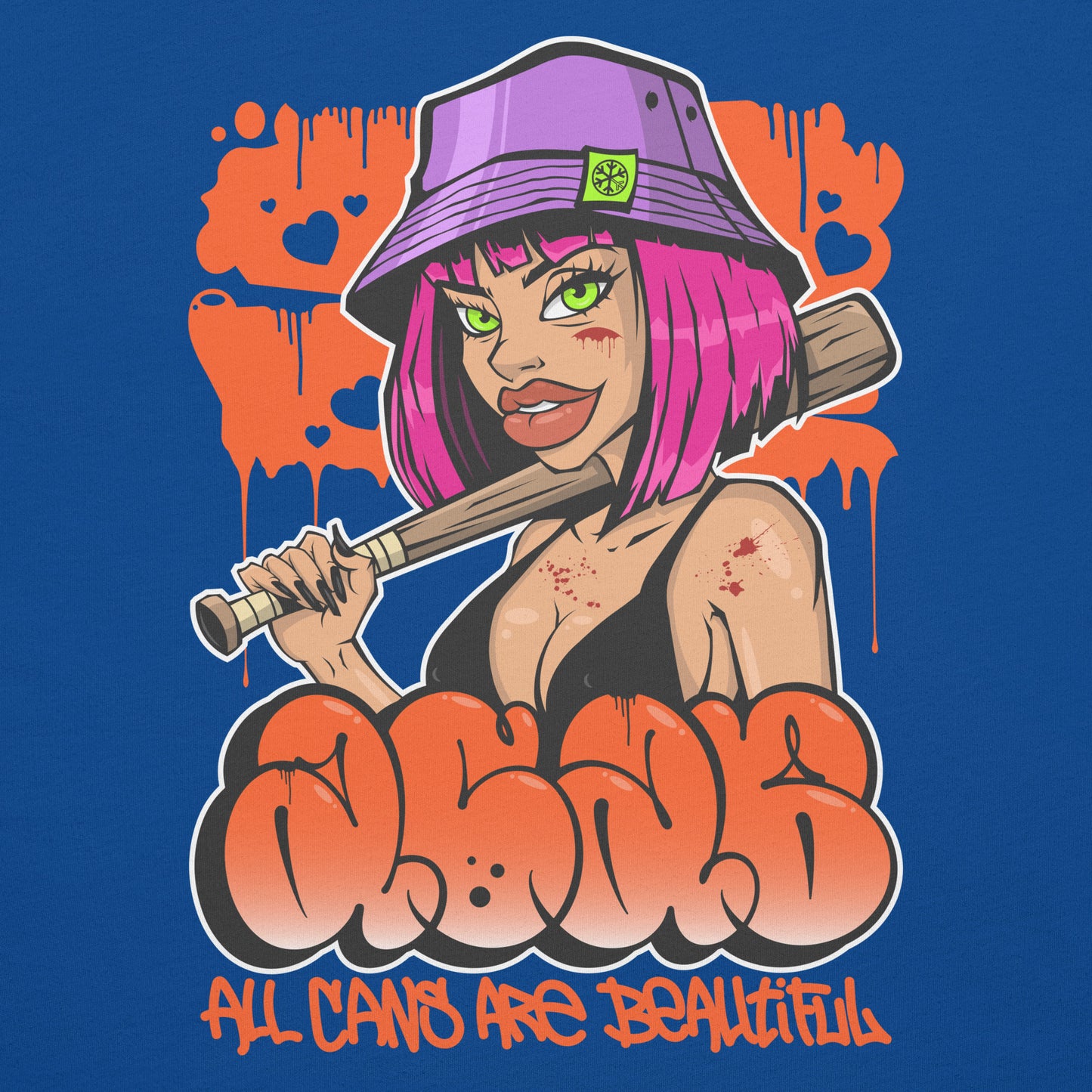 Blue-ACAB Girl Graffiti Tee from B.Different Clothing, graphic, graffiti-inspired streetwear