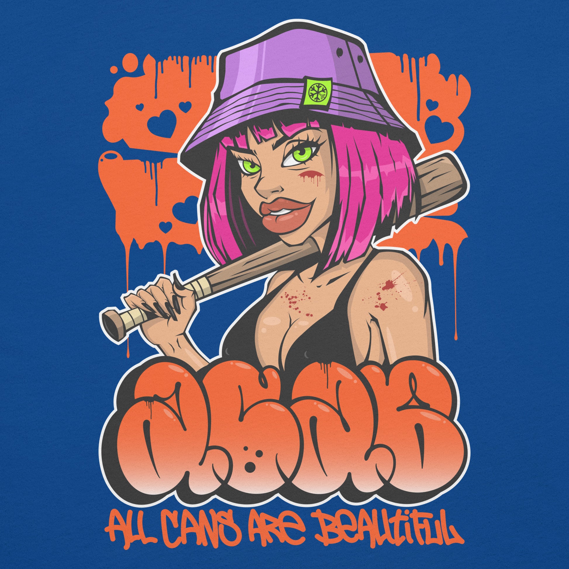 Blue-ACAB Girl Graffiti Tee from B.Different Clothing, graphic, graffiti-inspired streetwear