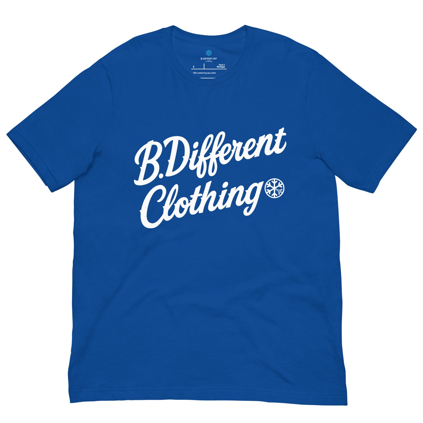Blue-The League Tee from B.Different Clothing, front view, graffiti-inspired streetwear t-shirt