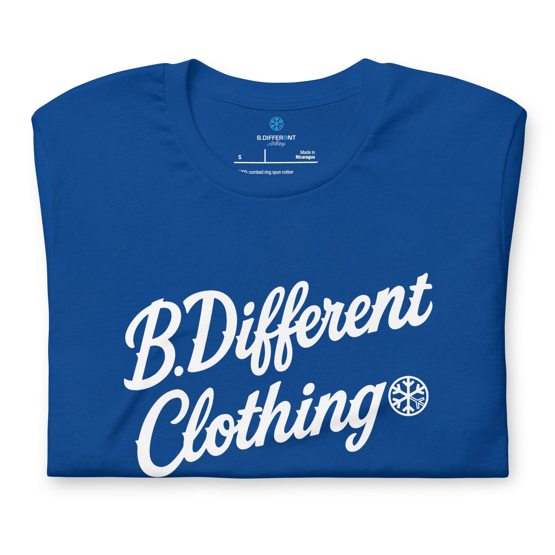 Blue-The League Tee from B.Different Clothing, folded, graffiti-inspired streetwear t-shirt