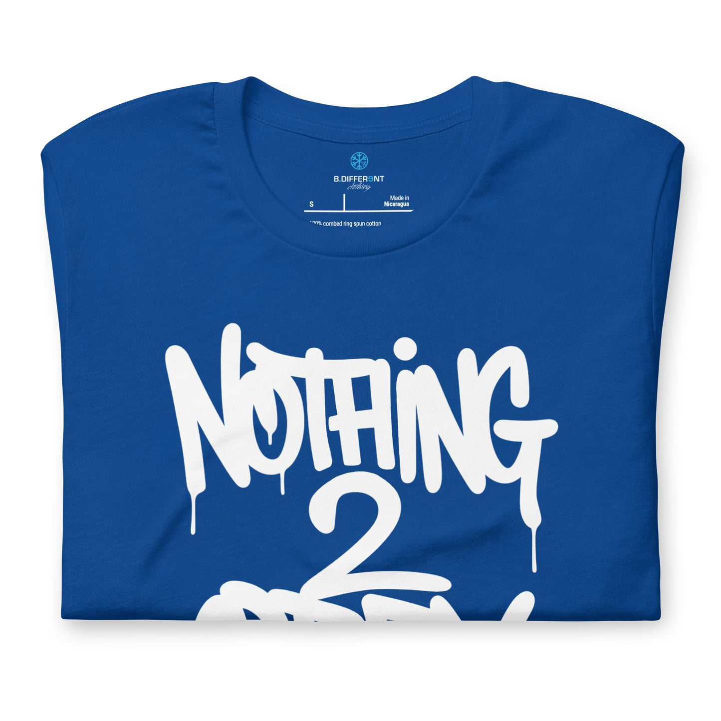 Blue-Nothing 2 Obey Graffiti Tee from B.Different Clothing, folded, graffiti-inspired streetwear t-shirt