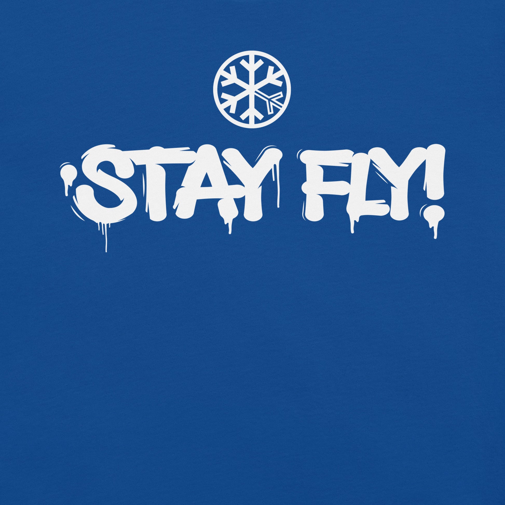 Blue-Stay Fly Graffiti Tag Tee from B.Different Clothing, graphic, graffiti-inspired streetwear t-shirt