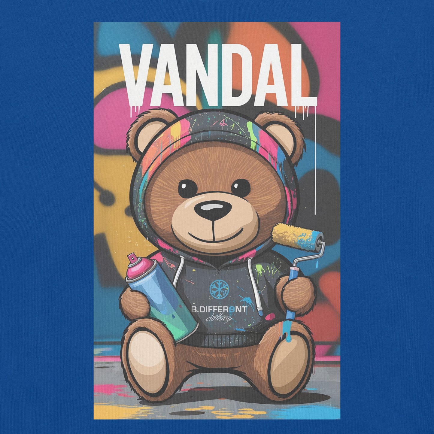 Blue-Vandal Teddy Bear Graffiti Tee from B.Different Clothing, graphic, graffiti-inspired streetwear