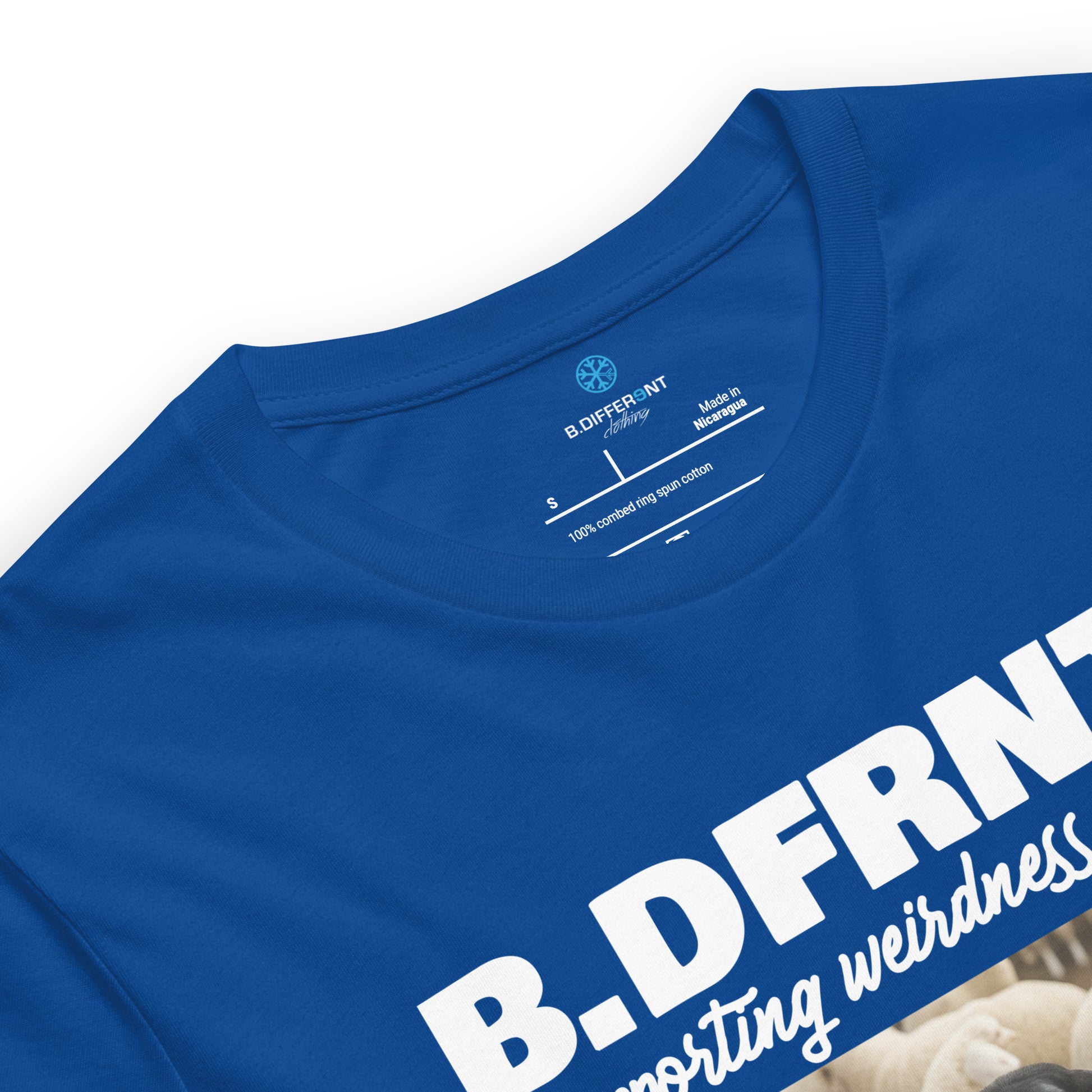 Blue-Black Sheep Tee from B.Different Clothing, collar, graffiti-inspired streetwear t-shirt