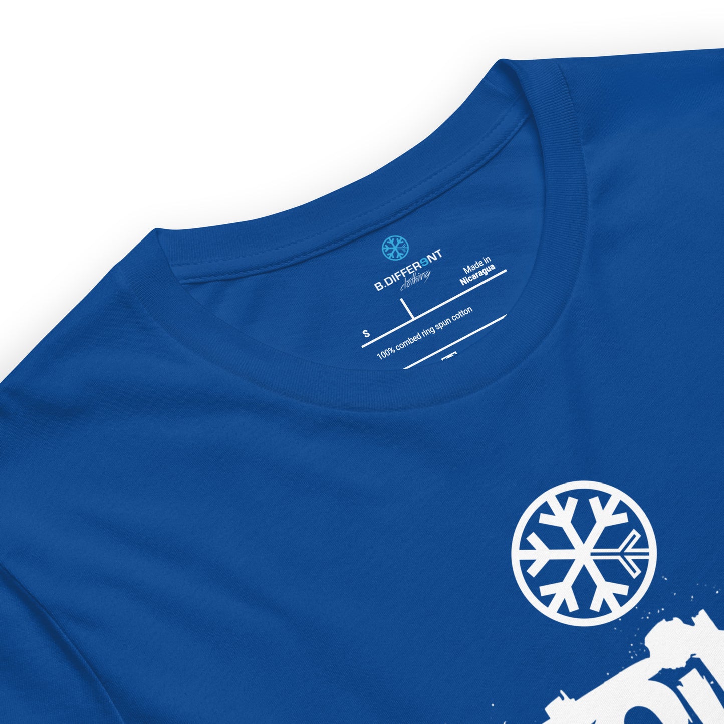 Blue-Outsider Graffiti Tag Tee from B.Different Clothing, collar, graffiti-inspired streetwear t-shirt