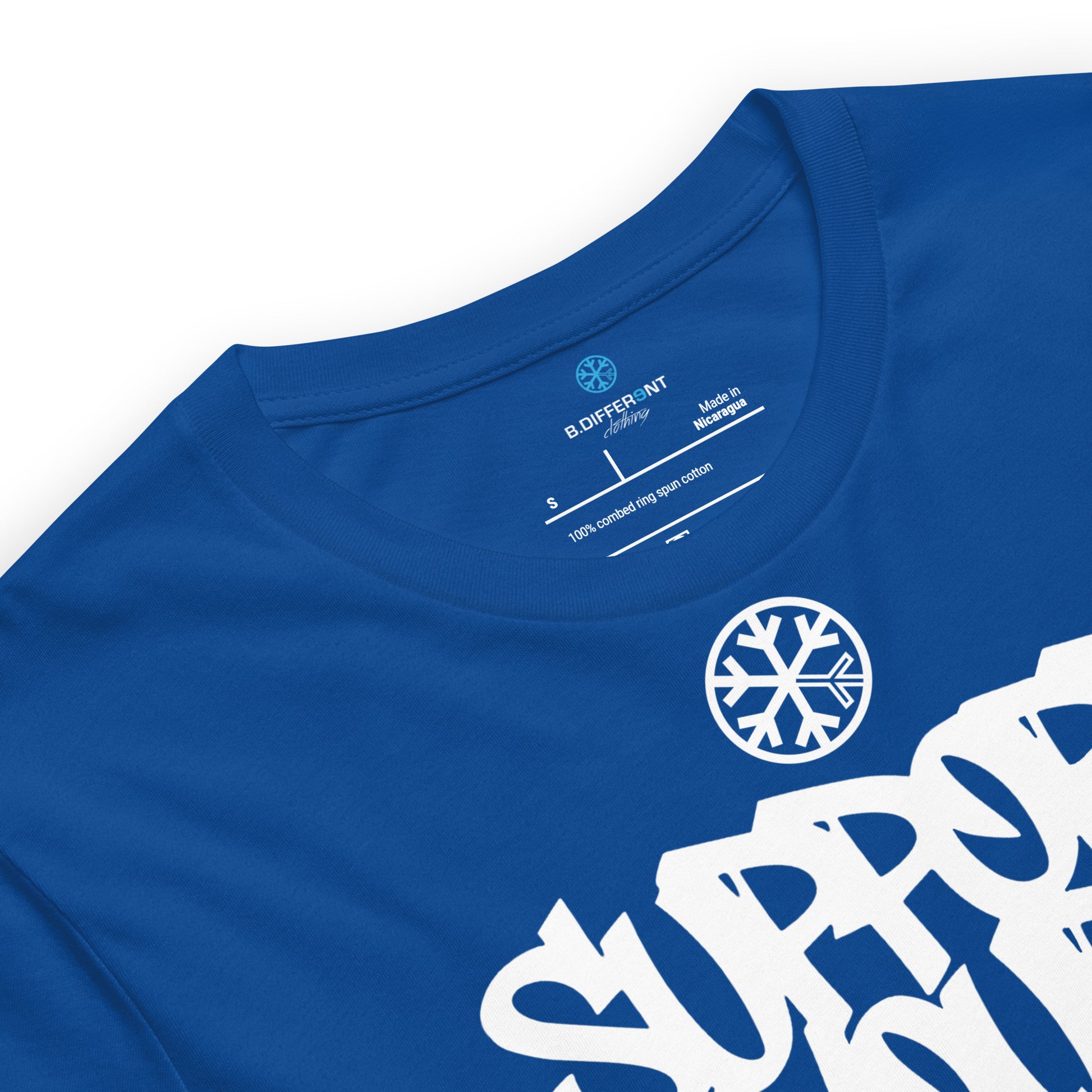 Blue-Support Your Local Graffiti Artists Tee from B.Different Clothing, collar, graffiti-inspired streetwear t-shirt