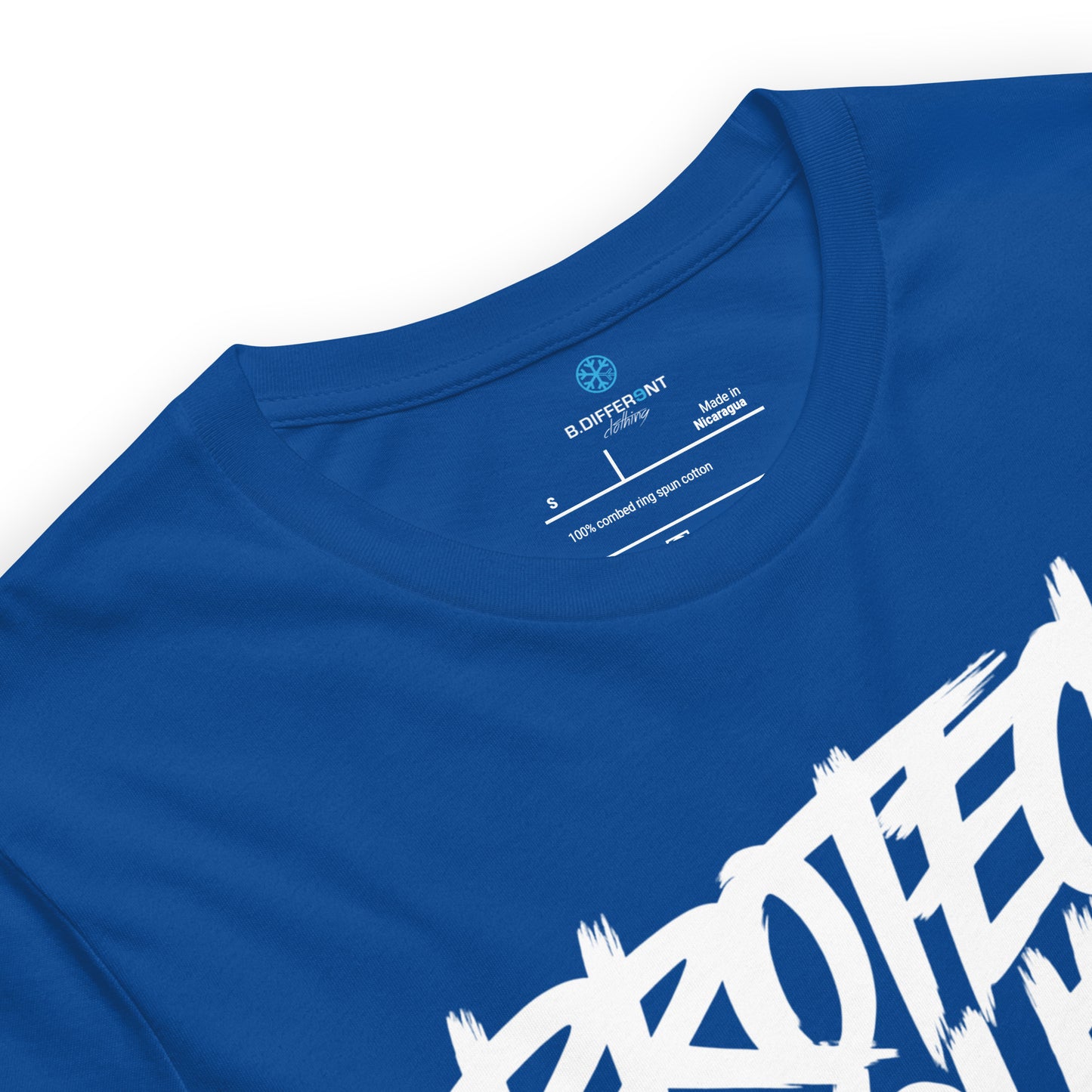 Blue-Protect Your Vibe Graffiti Tag Tee from B.Different Clothing, collar, graffiti-inspired streetwear t-shirt