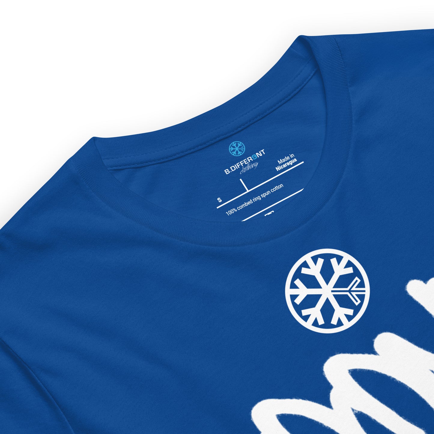 Blue-Loony Graffiti Tag Tee from B.Different Clothing, collar, graffiti-inspired streetwear t-shirt