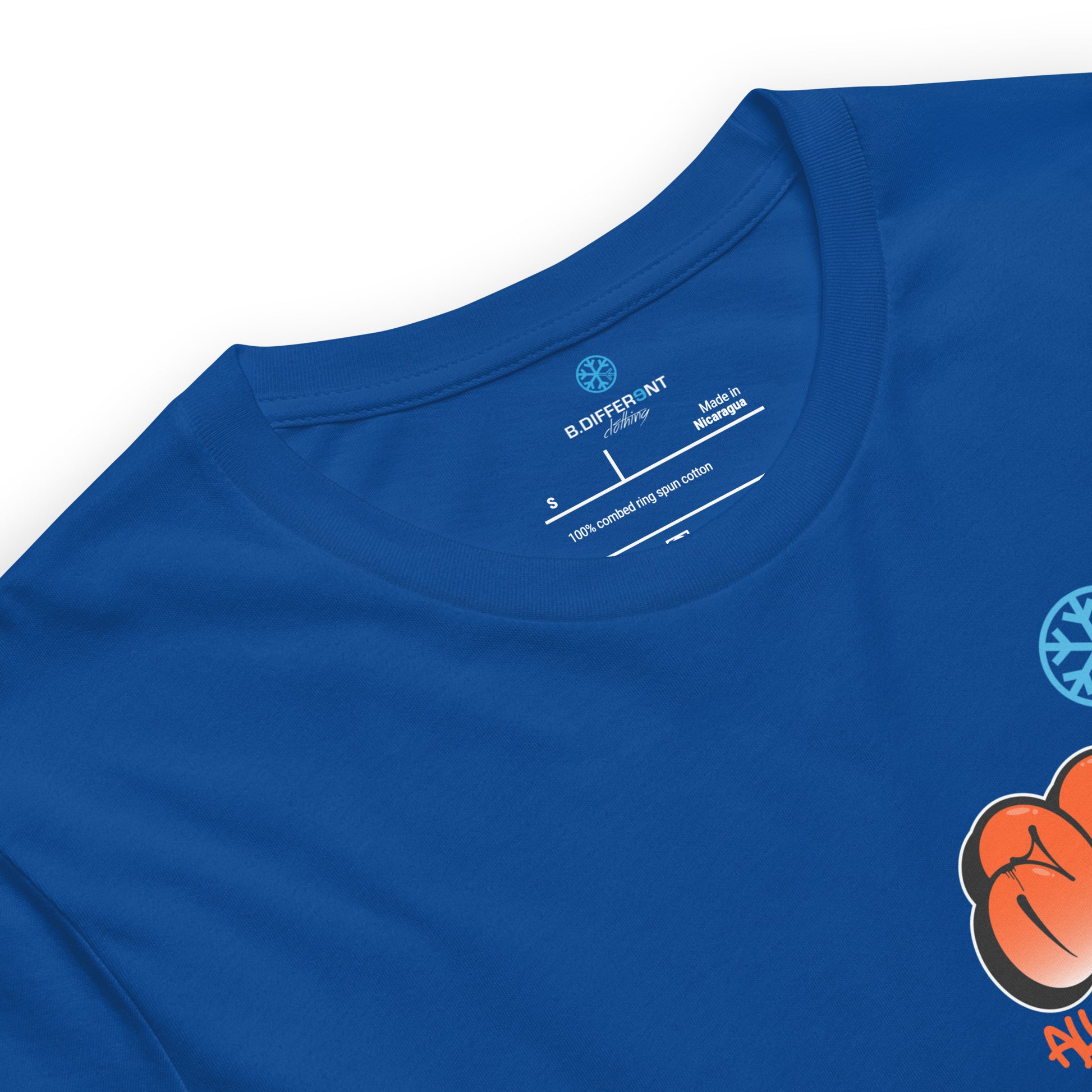 Blue-ACAB Girl Graffiti Tee from B.Different Clothing, collar, graffiti-inspired streetwear