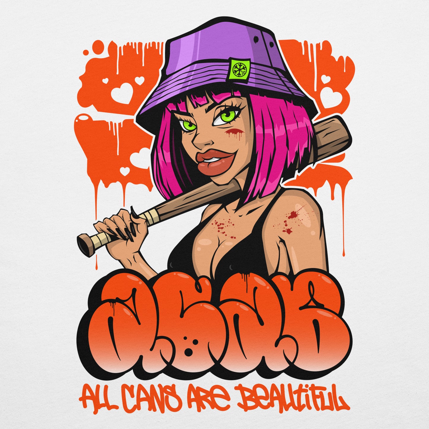 White-ACAB Girl Graffiti Tee from B.Different Clothing, graphic, graffiti-inspired streetwear