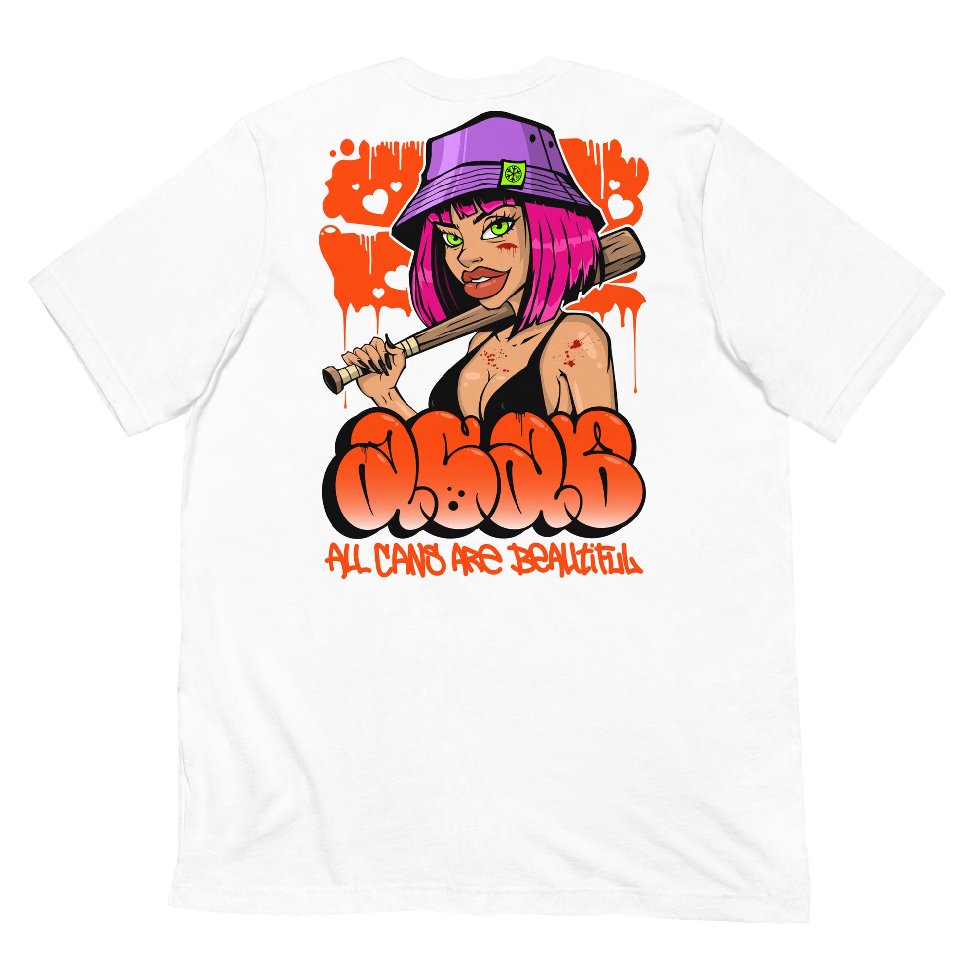 White-ACAB Girl Graffiti Tee from B.Different Clothing, front view, graffiti-inspired streetwear