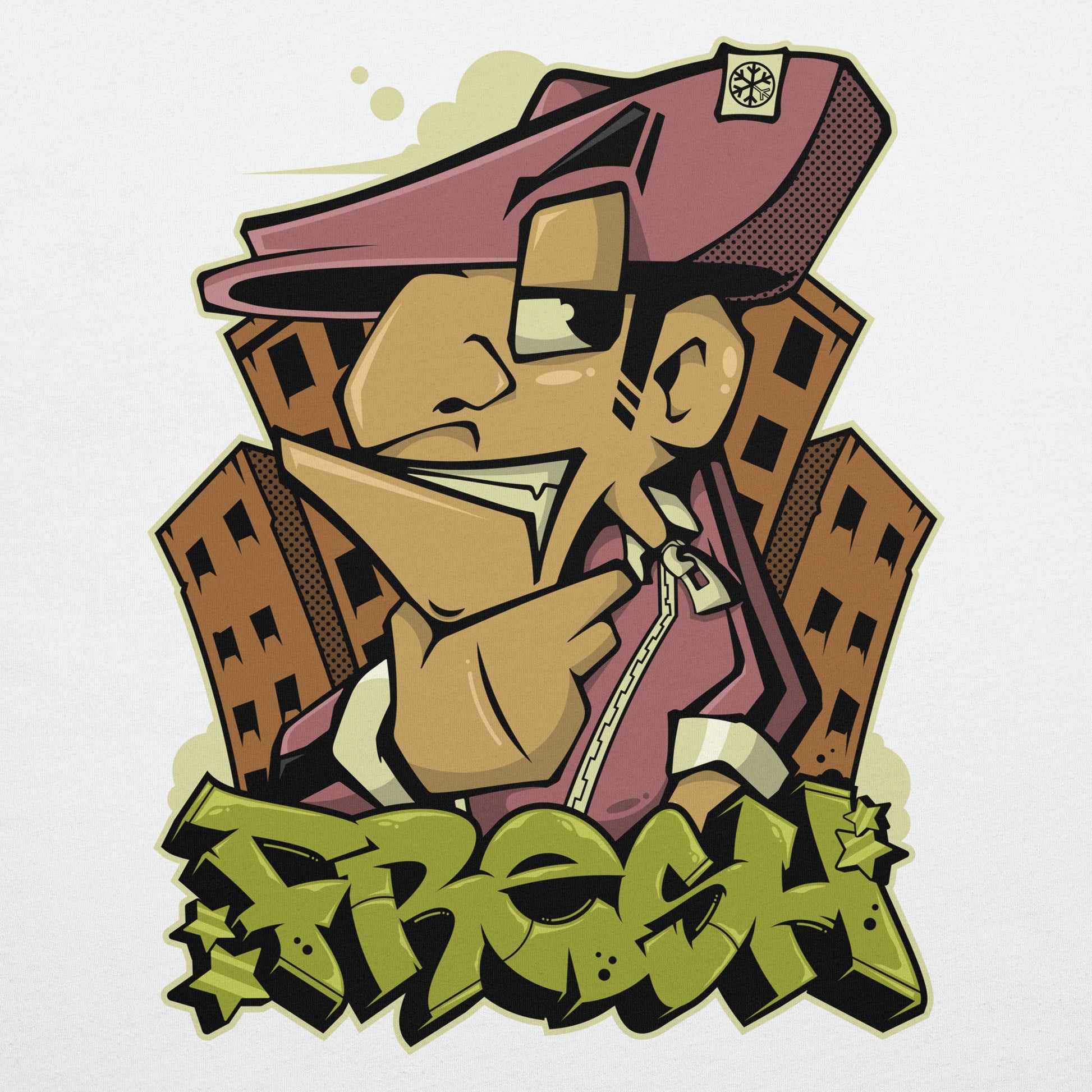 White-Fresh Graffiti Character Tee from B.Different Clothing, graphic, graffiti-inspired streetwear t-shirt