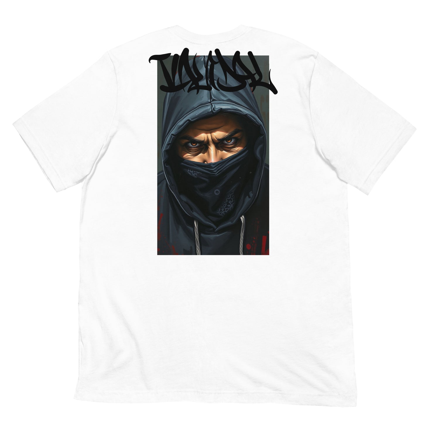 White-Vandal Graffiti Writer Tee from B.Different Clothing, back view, graffiti-inspired streetwear t-shirt