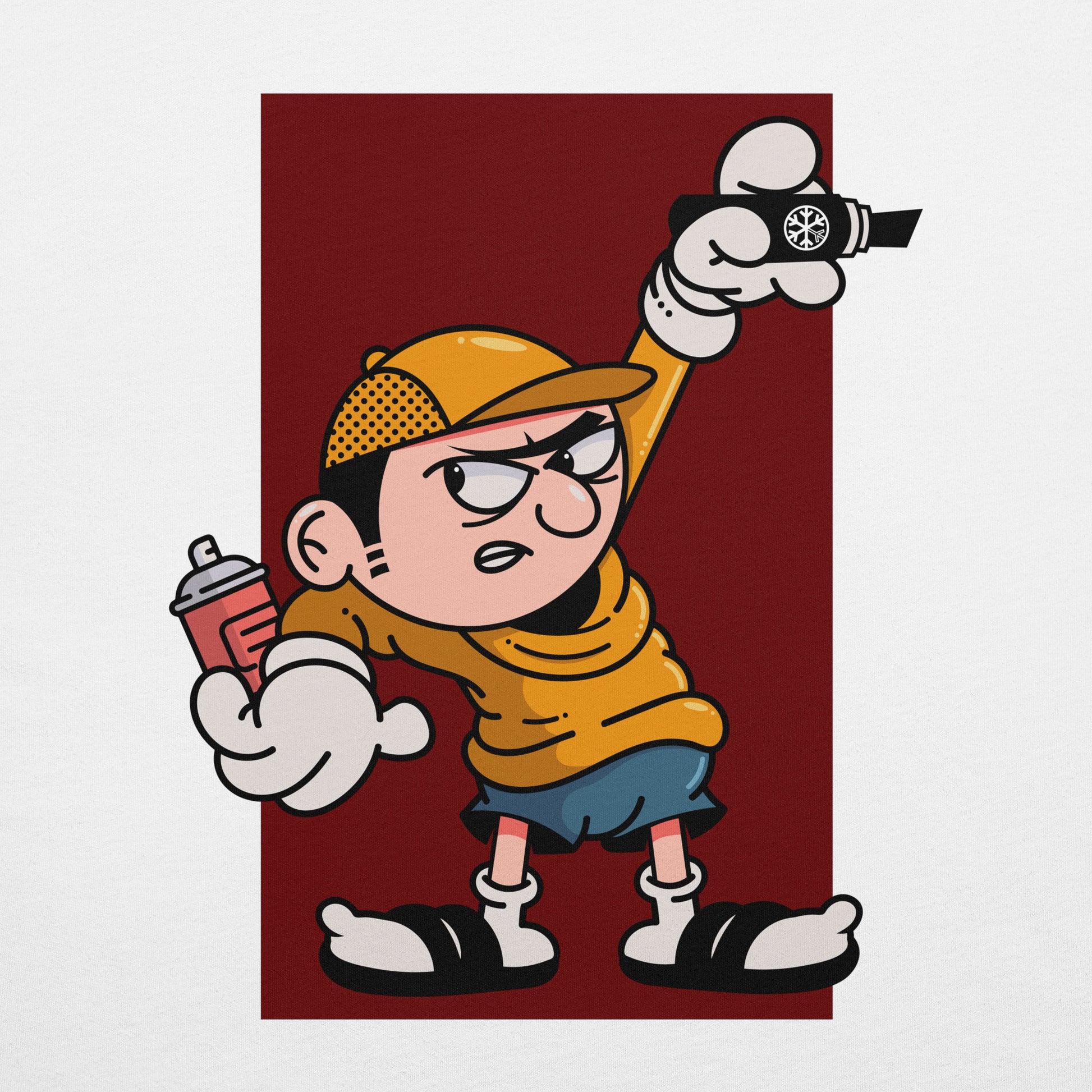 White-Get Down Graffiti Character Tee from B.Different Clothing, graphic, graffiti-inspired streetwear t-shirt