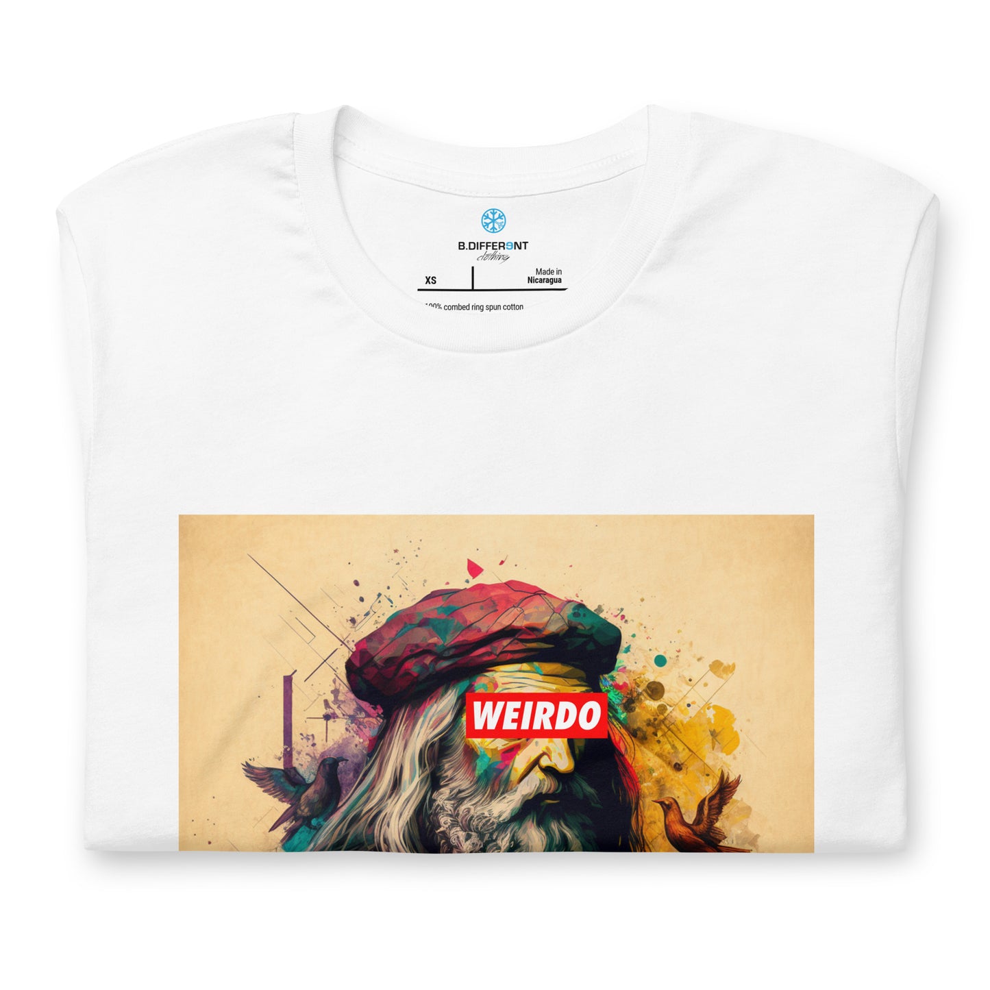 folded t-shirt Leonardo white by B.Different Clothing independent streetwear brand inspired by street art graffiti