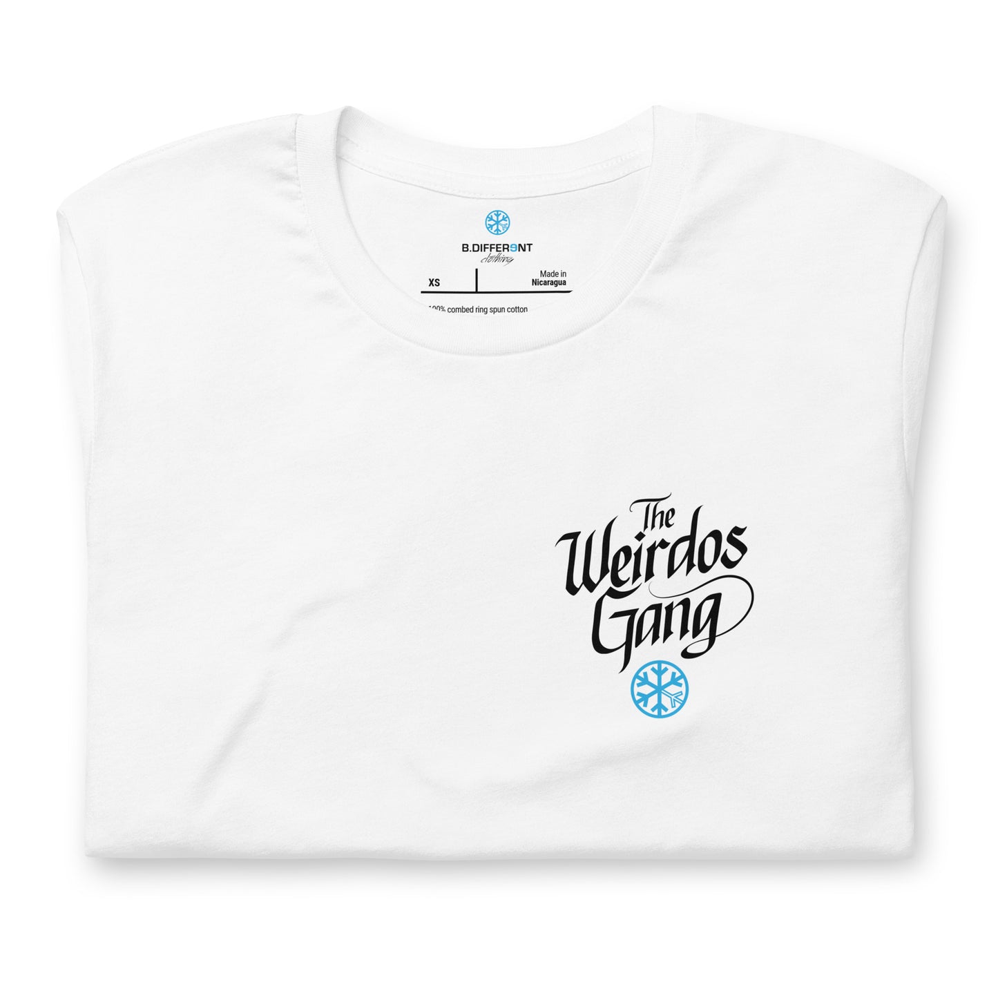 folded Weirdos Gang lettering tee white by B.Different Clothing street art graffiti inspired brand for weirdos, outsiders, and misfits.