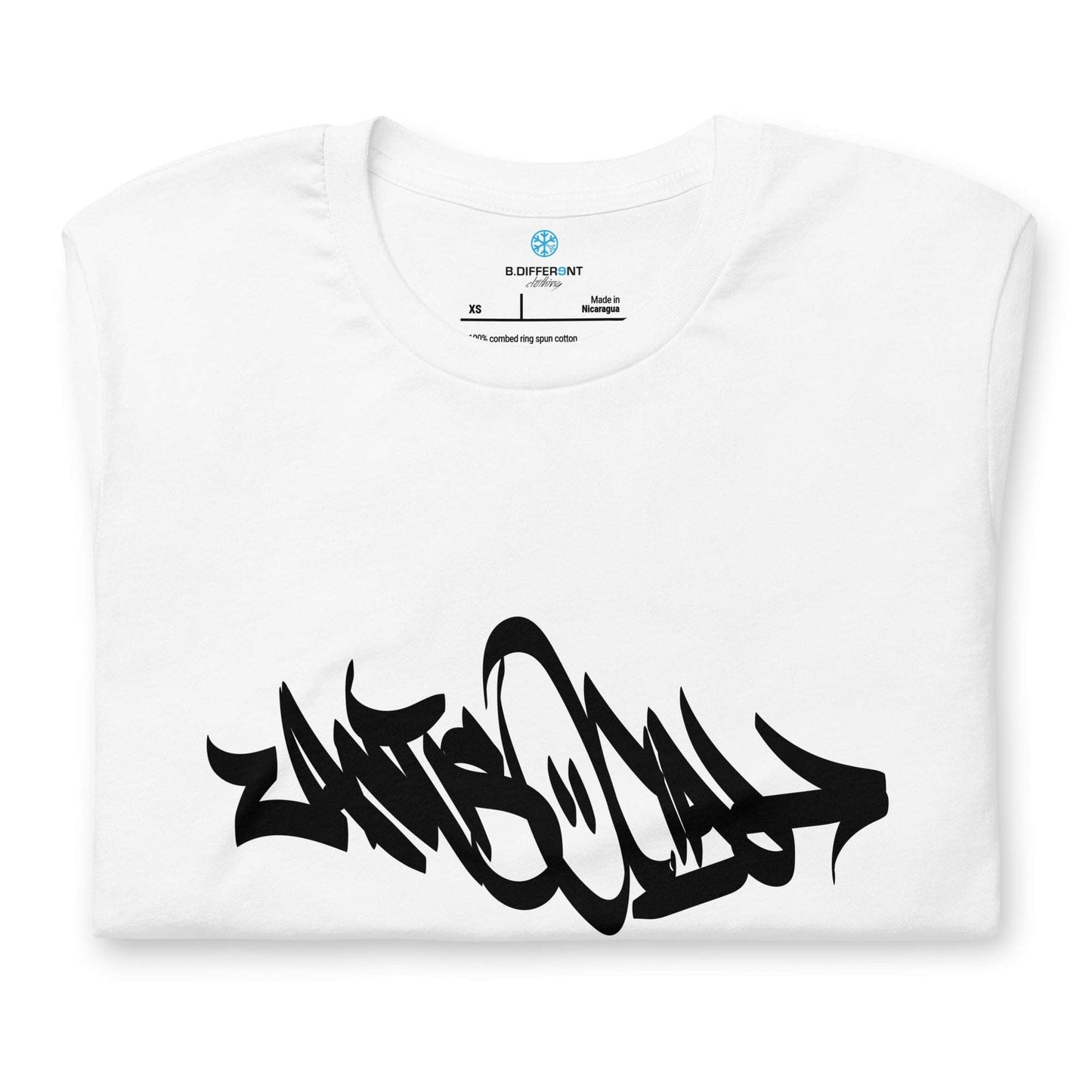 folded Antisocial Tag Tee white B.Different Clothing graffiti street art inspired streetwear brand