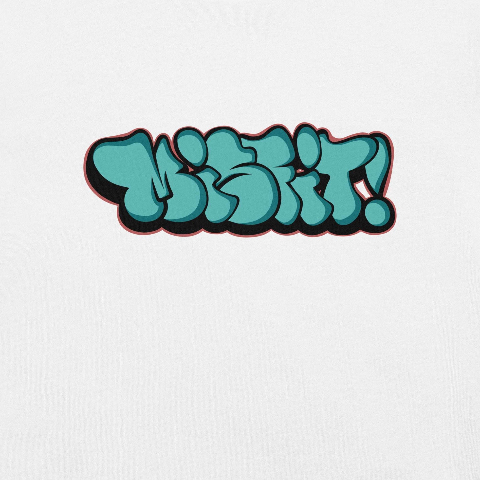 graphic of Misfit throwie tee white by B.Different Clothing street art graffiti inspired streetwear brand