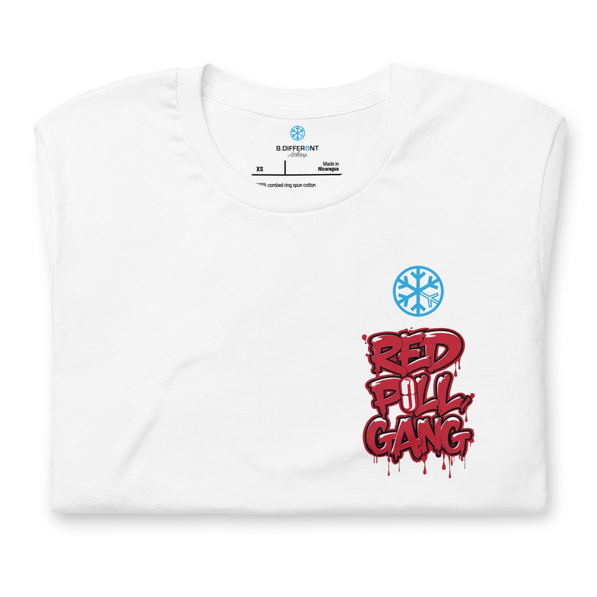 folded red pill gang tee white 
B.Different Clothing graffiti street art inspired independent streetwear brand