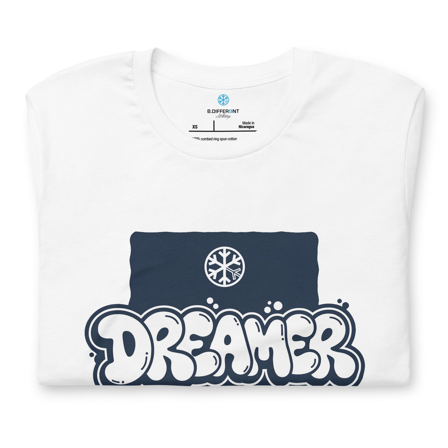 folded Dreamer Graffiti Throw-up Tee white B.Different Clothing graffiti street art inspired streetwear brand