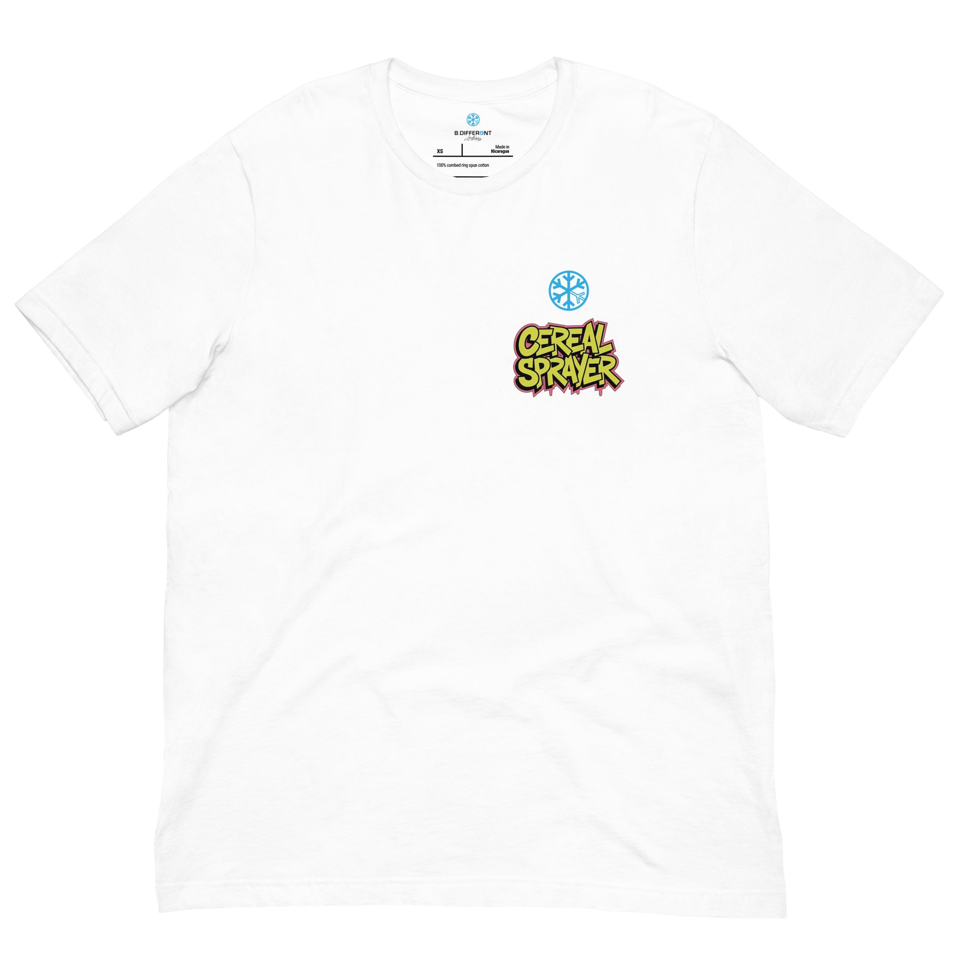 front of Cereal Sprayer Graffiti Tee white B.Different Clothing graffiti street art inspired streetwear brand