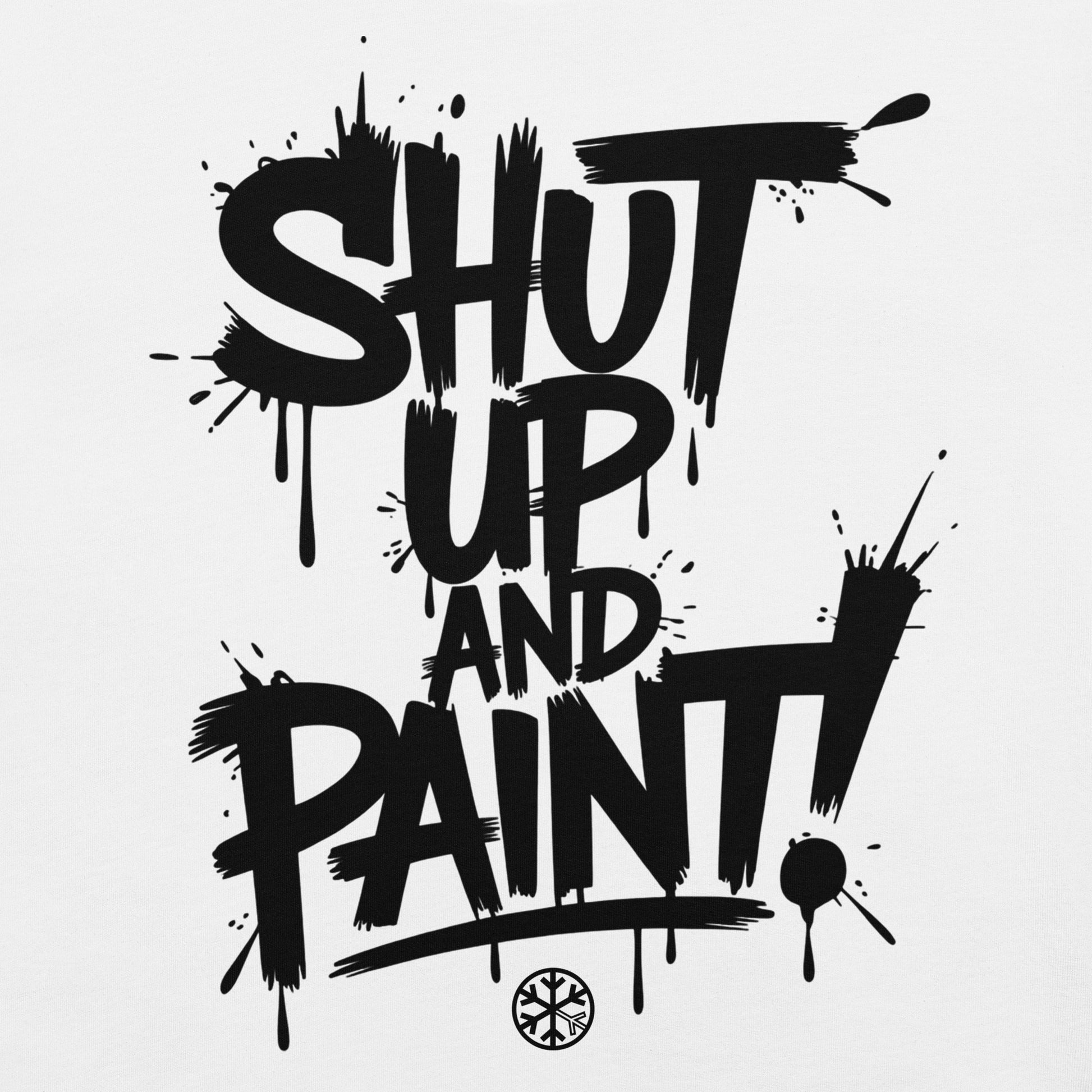 White-Shut Up and Paint Graffiti Tee from B.Different Clothing, graphic, graffiti-inspired streetwear t-shirt