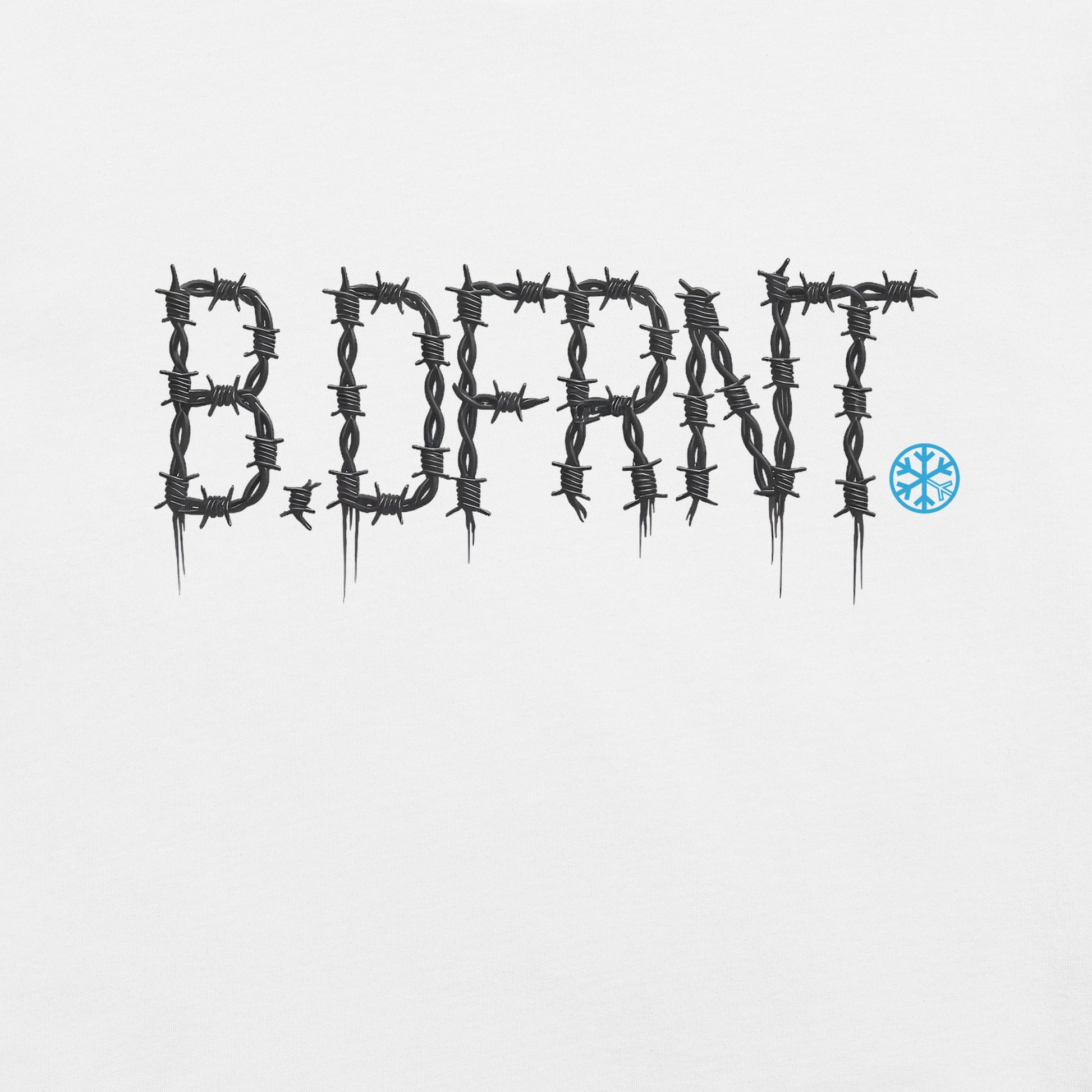 White-B.DFRNT Barbed Wire Tee from B.Different Clothing, graphic, graffiti-inspired streetwear t-shirt