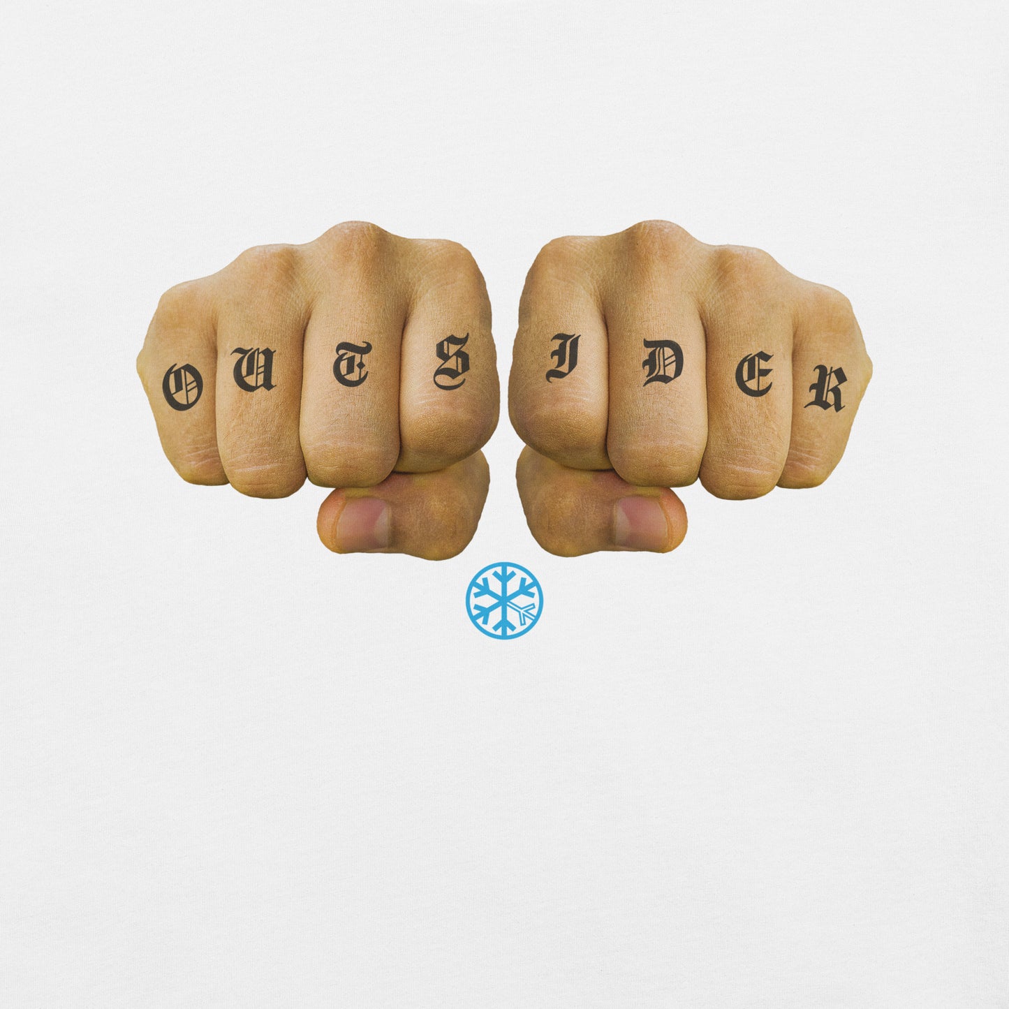 White-Outsider Tattoo Tee from B.Different Clothing, graphic, graffiti-inspired streetwear t-shirt