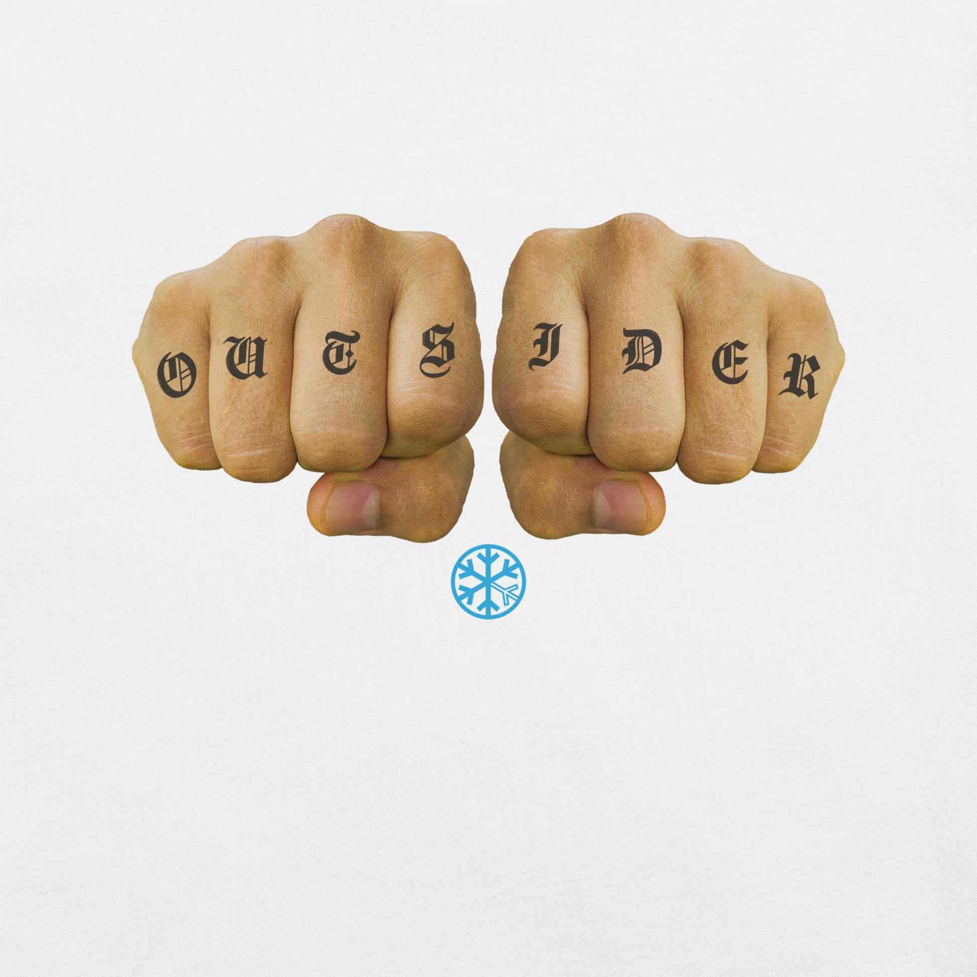 White-Outsider Tattoo Tee from B.Different Clothing, graphic, graffiti-inspired streetwear t-shirt