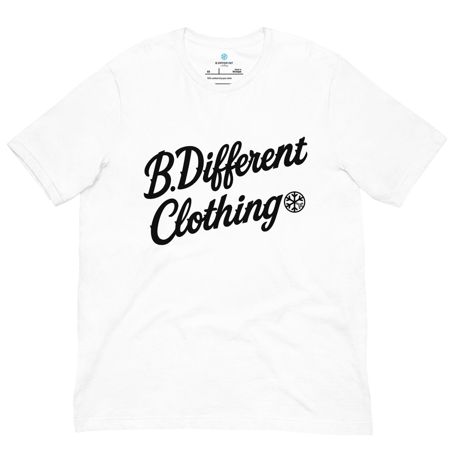 White-The League Tee from B.Different Clothing, front view, graffiti-inspired streetwear t-shirt