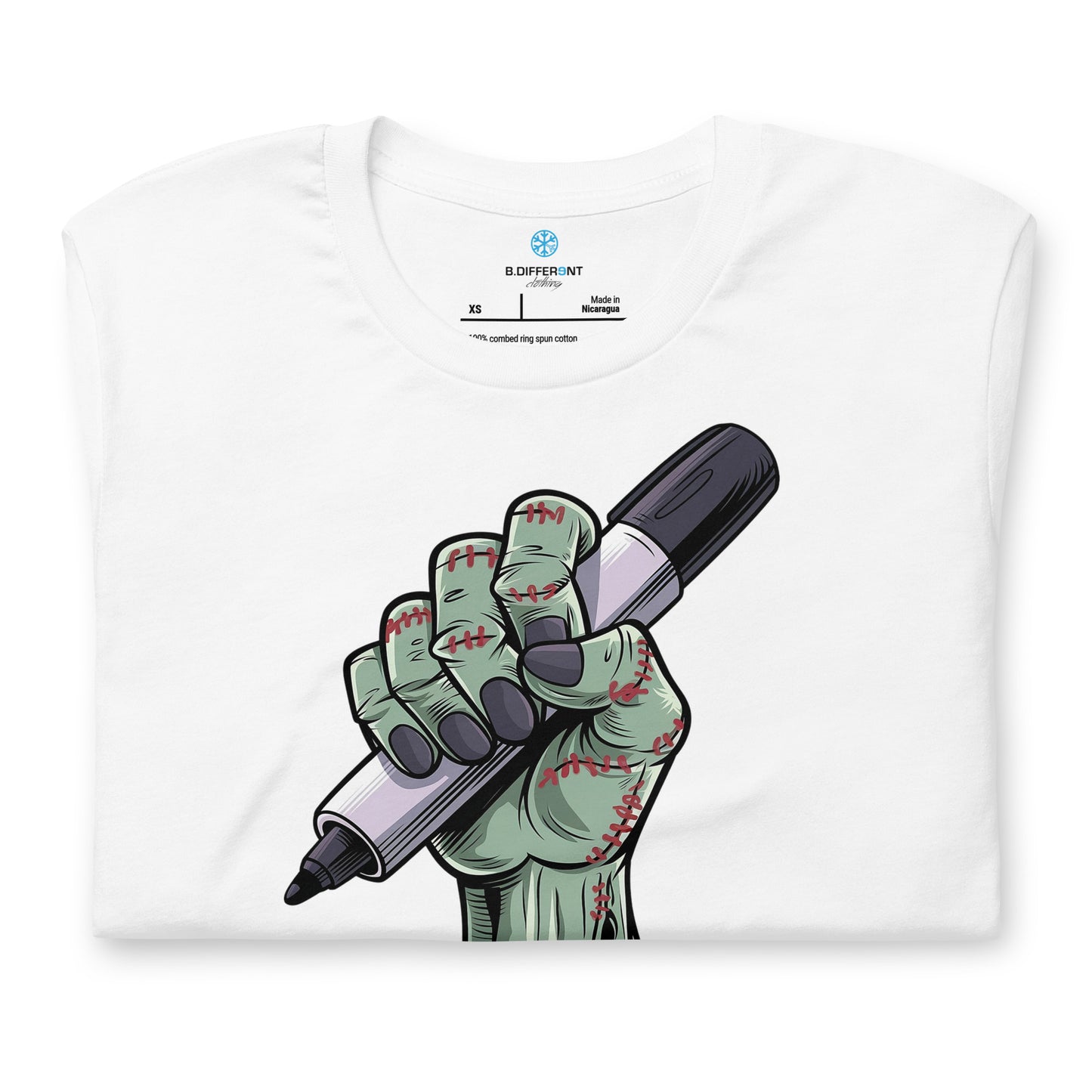 White-Thing Graffiti Tee from B.Different Clothing, folded, graffiti-inspired streetwear t-shirt