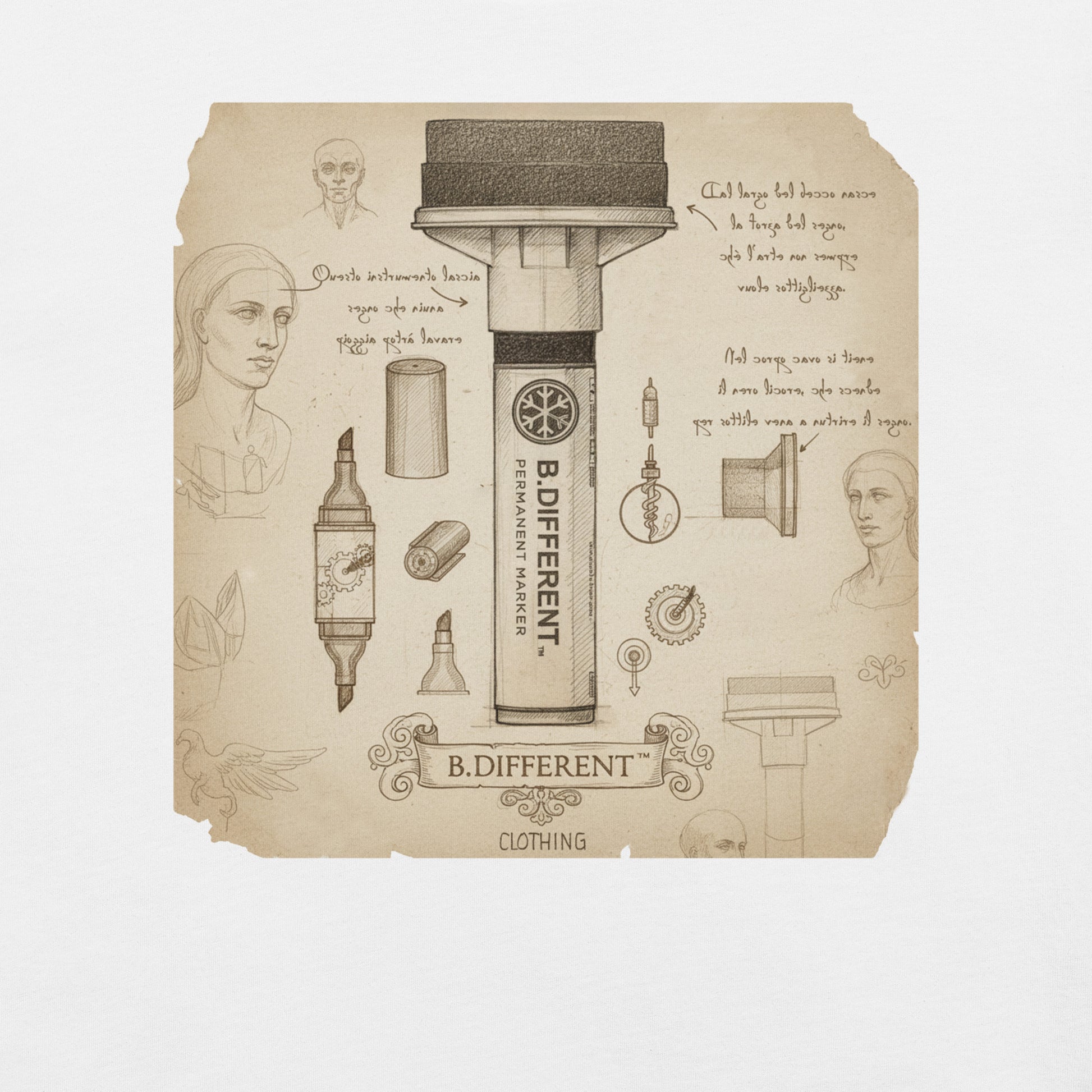 White-Marker Sketch Graffiti Tee from B.Different Clothing, graphic, graffiti-inspired streetwear t-shirt