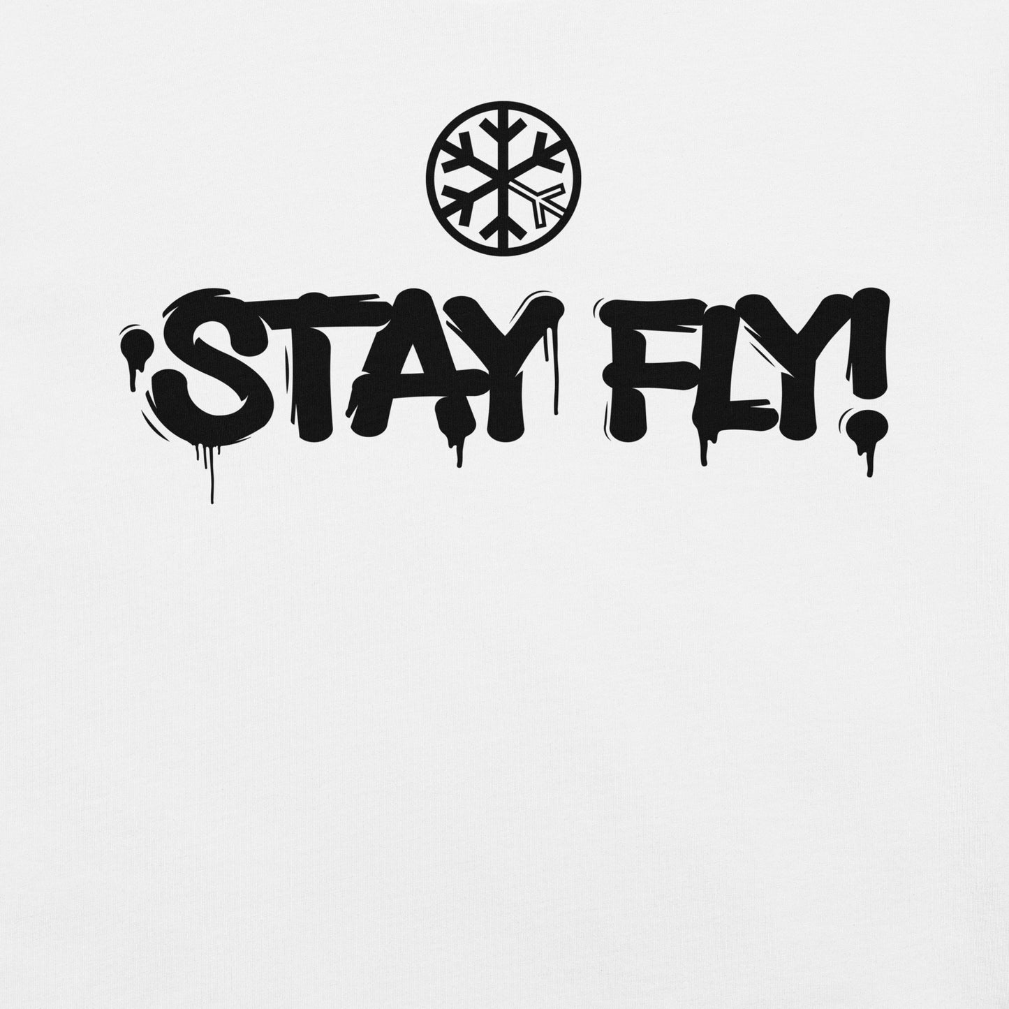 White-Stay Fly Graffiti Tag Tee from B.Different Clothing, graphic, graffiti-inspired streetwear t-shirt