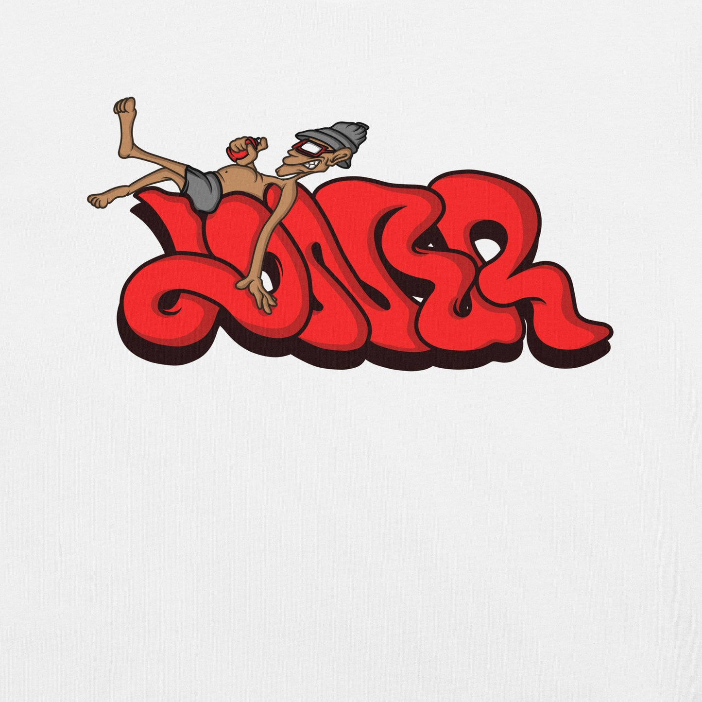 White-Loner Graffiti Piece Tee from B.Different Clothing, graphic, graffiti-inspired streetwear t-shirt