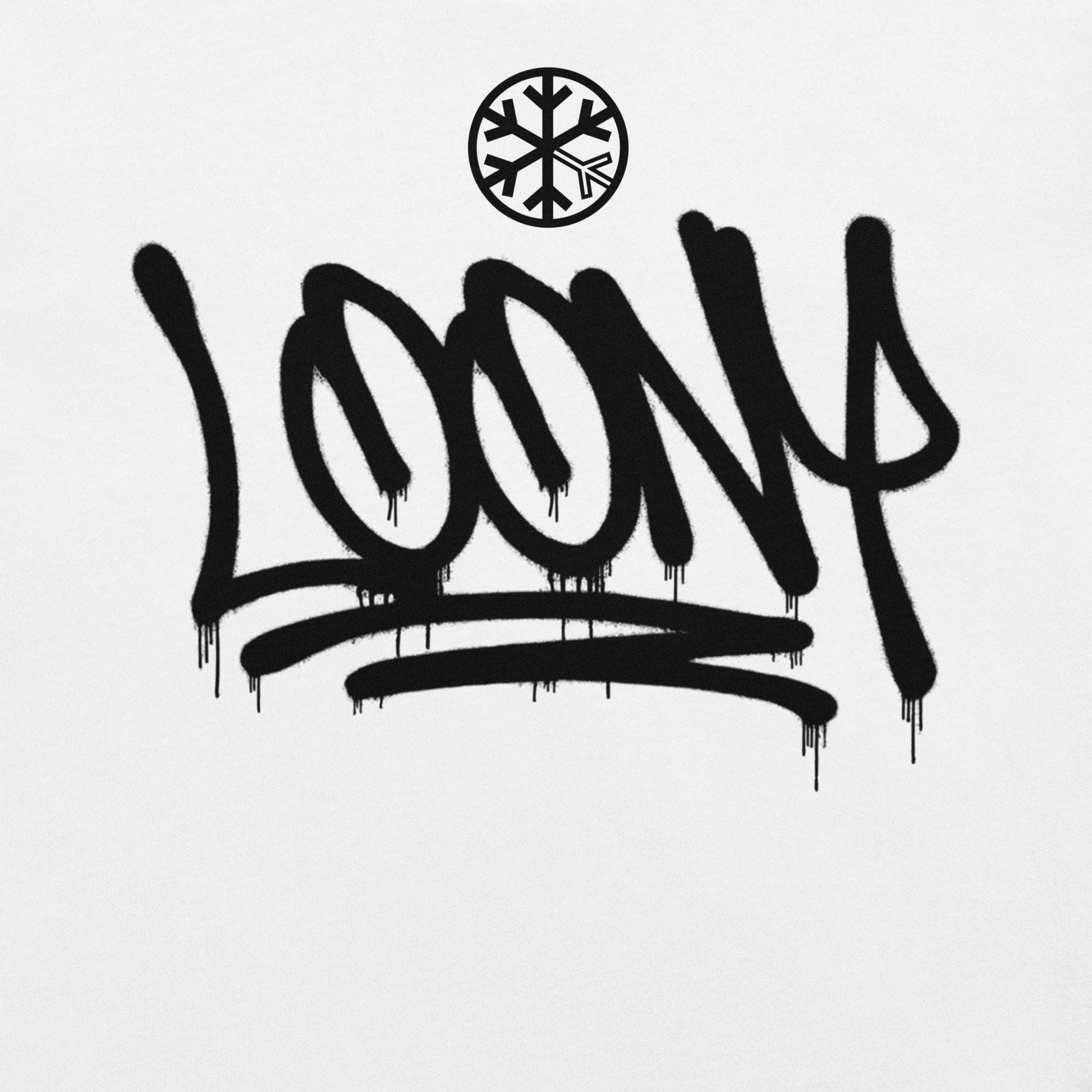 White-Loony Graffiti Tag Tee from B.Different Clothing, graphic, graffiti-inspired streetwear t-shirt