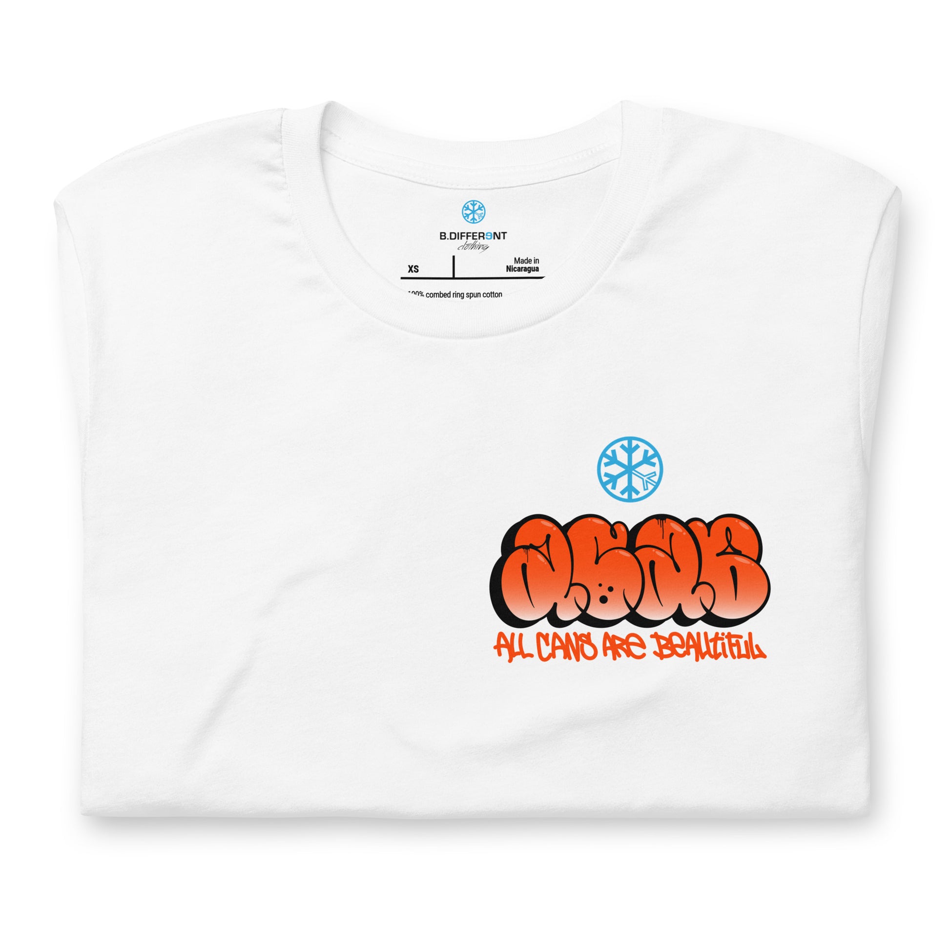 White-ACAB Girl Graffiti Tee from B.Different Clothing, folded, graffiti-inspired streetwear