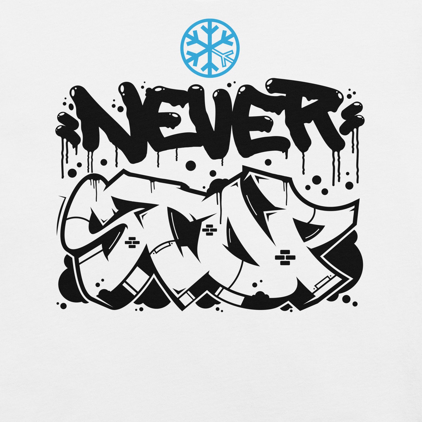 White-Never Stop Graffiti Piece Tee from B.Different Clothing, graphic, graffiti-inspired streetwear t-shirt