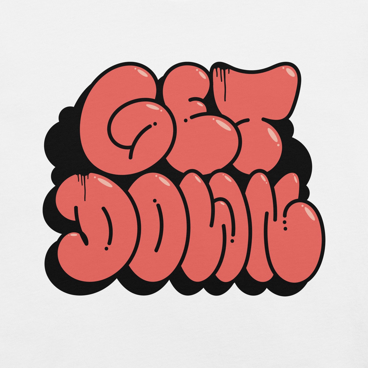 White-Get Down Graffiti Throw-up Tee from B.Different Clothing, graphic, graffiti-inspired streetwear t-shirt