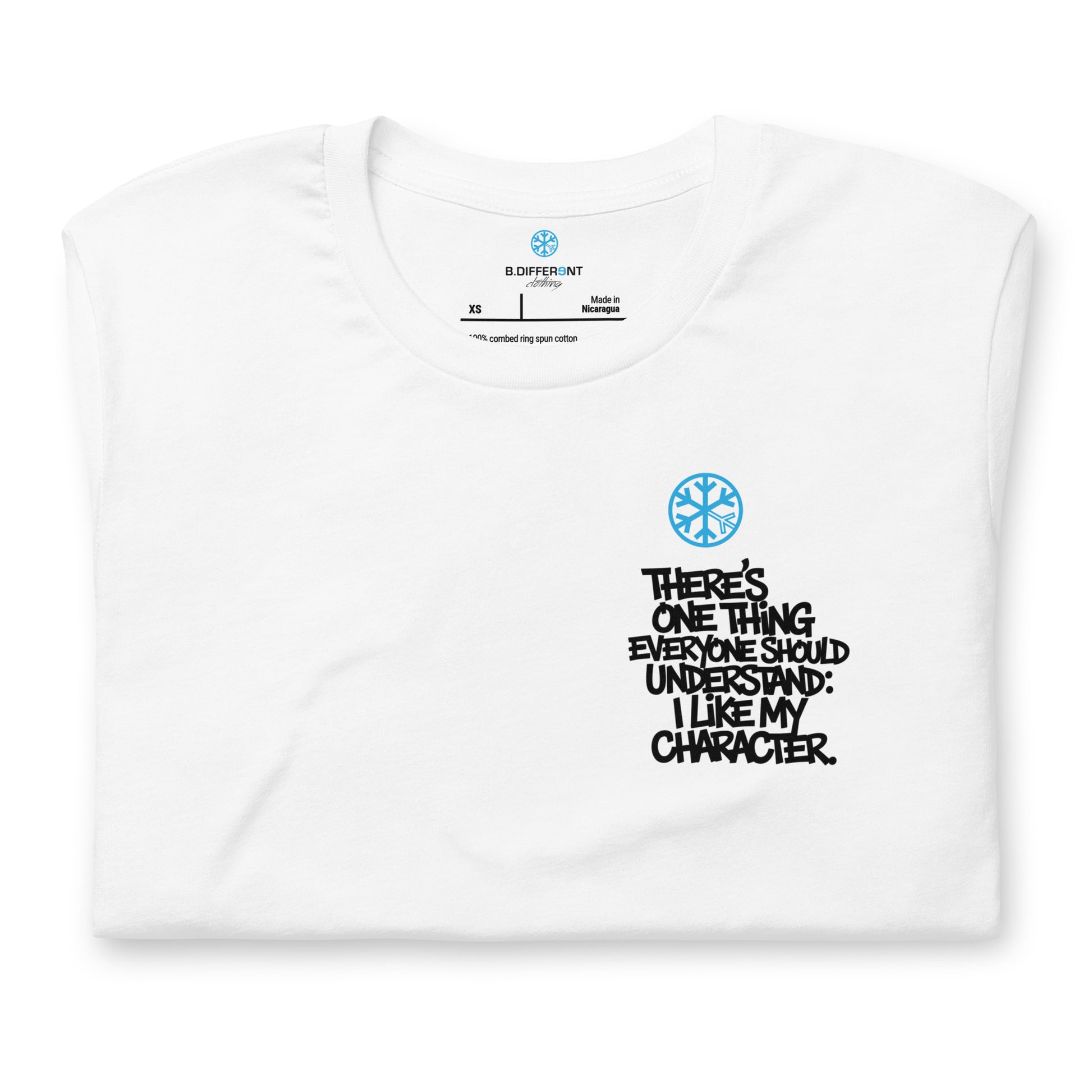 White-Dennis Graffiti Tee from B.Different Clothing, folded, graffiti-inspired streetwear t-shirt