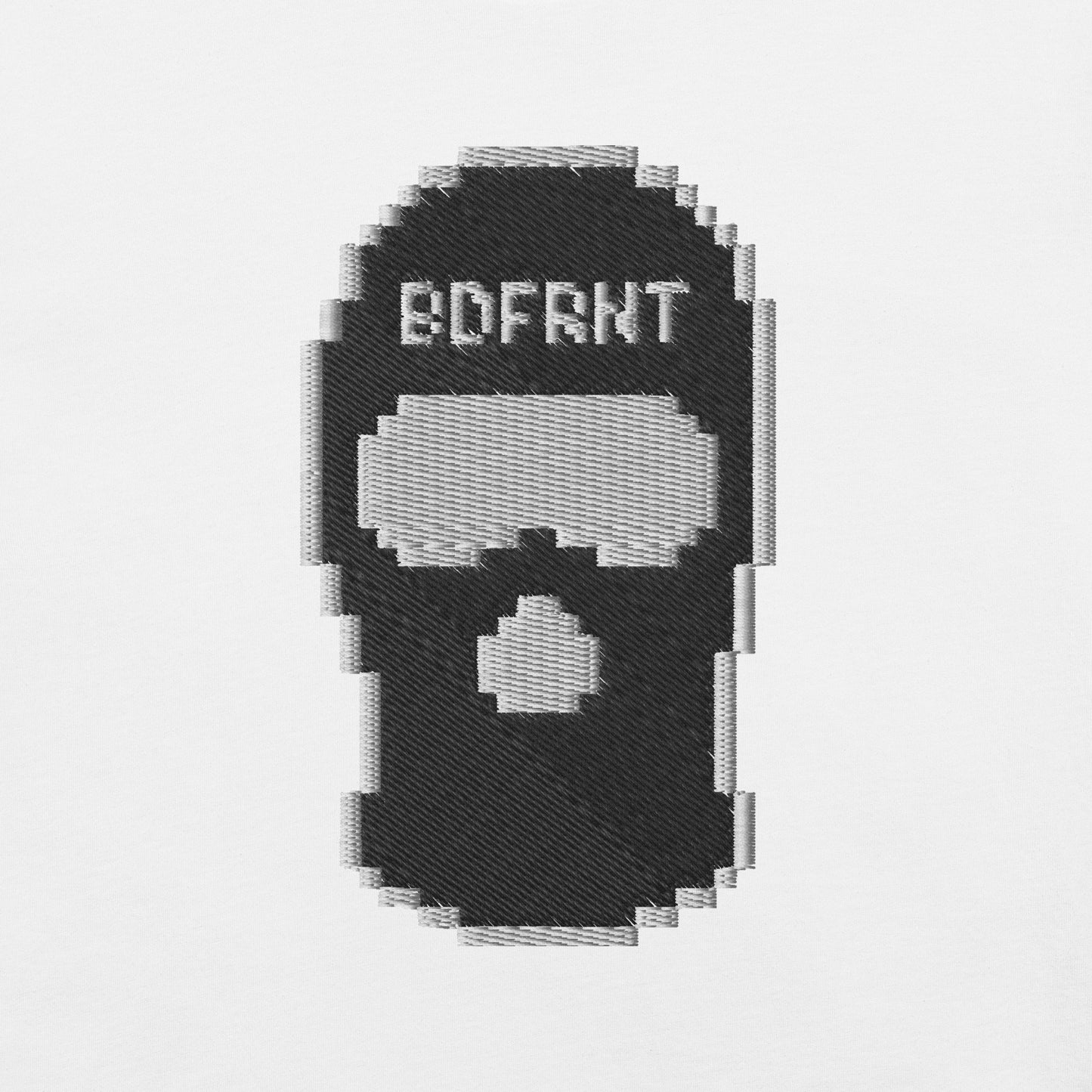 White-Pixel Balaclava Graffiti Sweatshirt from B.Different Clothing, graphic, graffiti-inspired streetwear, oversized heavyweight