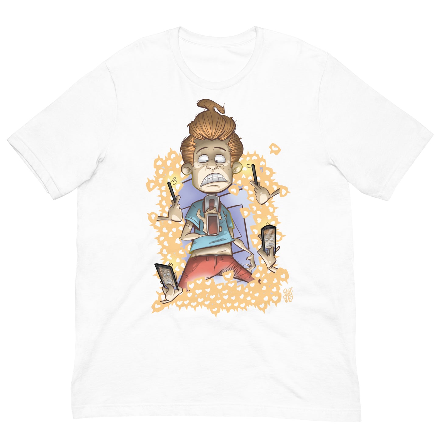 White-Social Suicide Tee from B.Different Clothing, front view, graffiti-inspired streetwear t-shirt