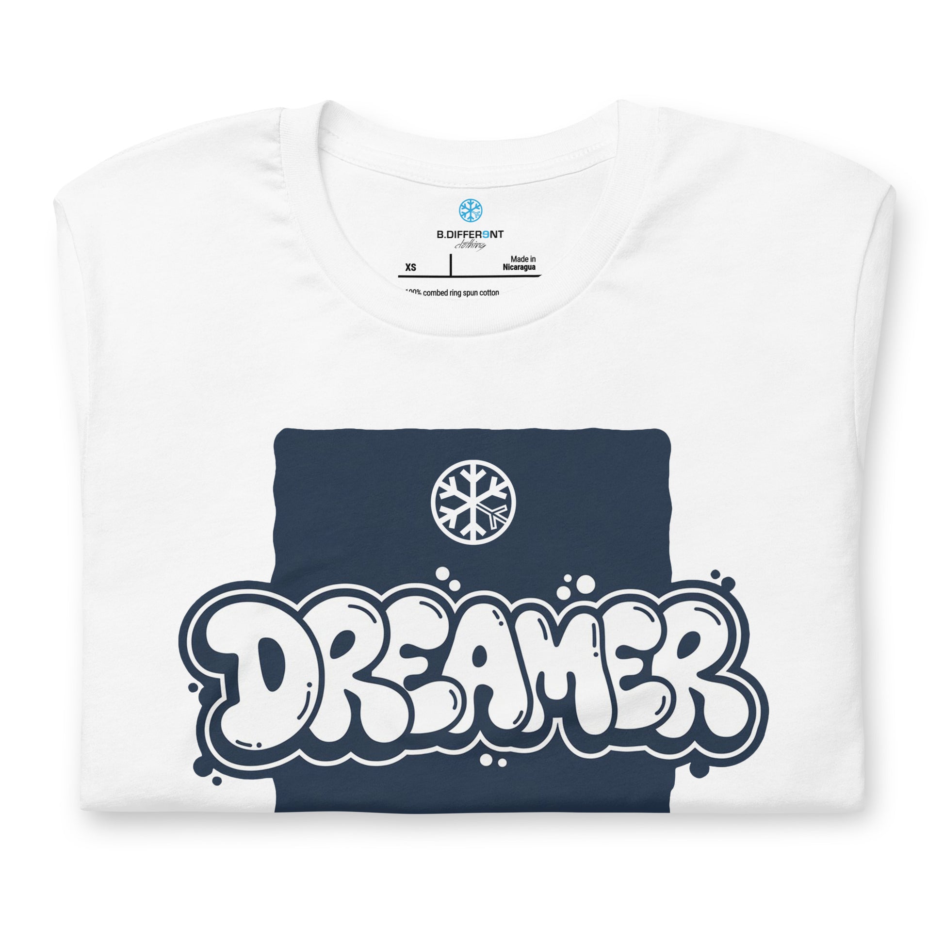 White-Dreamer Graffiti Throw-up Tee from B.Different Clothing, graphic, graffiti-inspired streetwear t-shirt