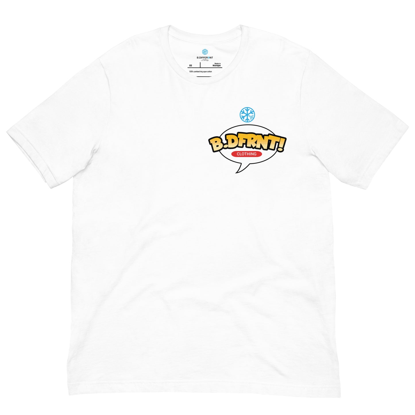 White-Graffiti Artist Vinyl Figure Tee from B.Different Clothing, front view, graffiti-inspired streetwear t-shirt
