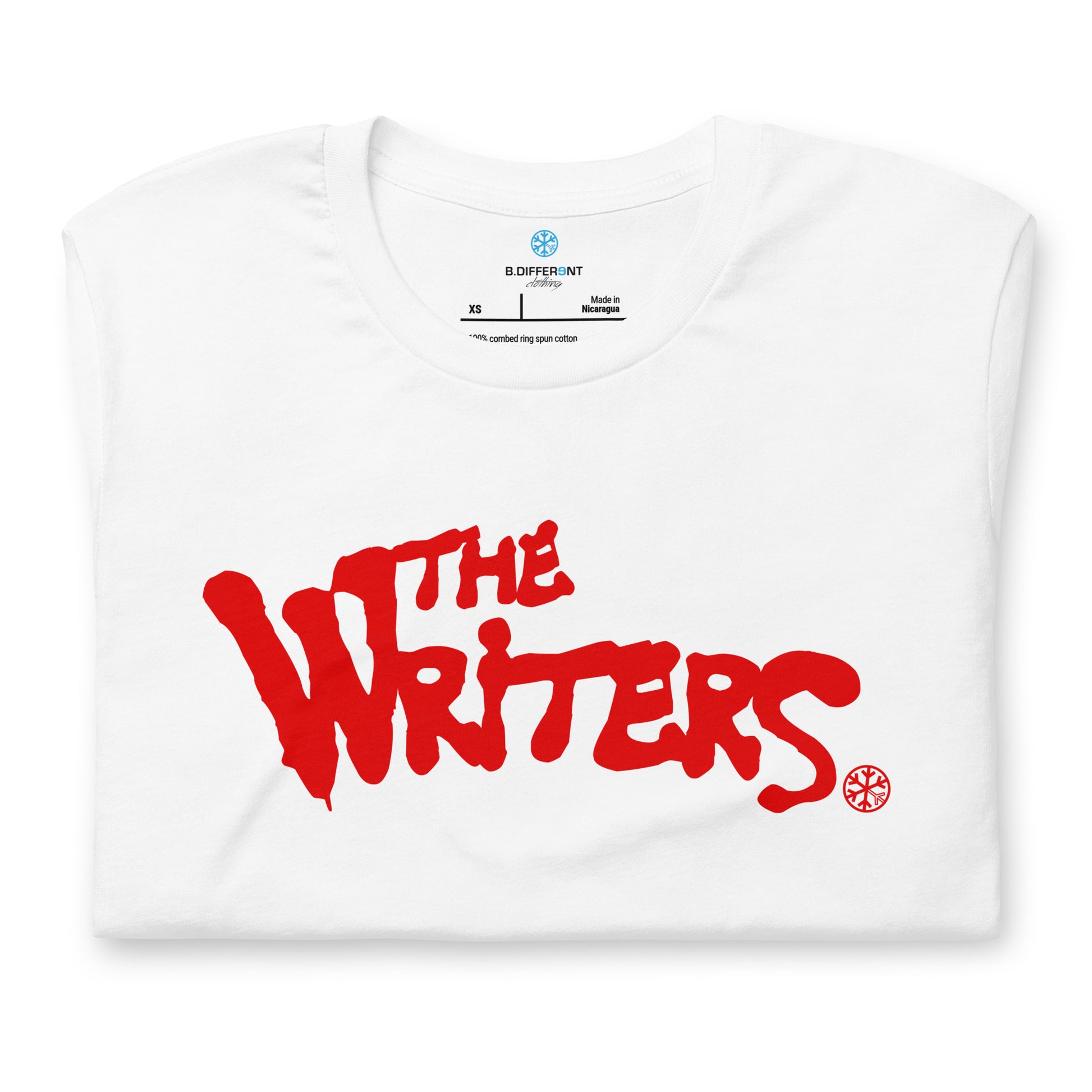 White-The Writers Graffiti Lettering Tee from B.Different Clothing, folded, graffiti-inspired streetwear t-shirt