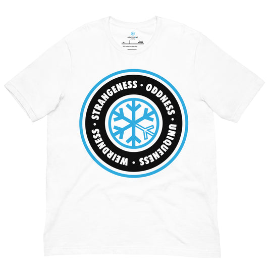 White-Circle of Weirdness Tee from B.Different Clothing, front view, graffiti-inspired streetwear t-shirt