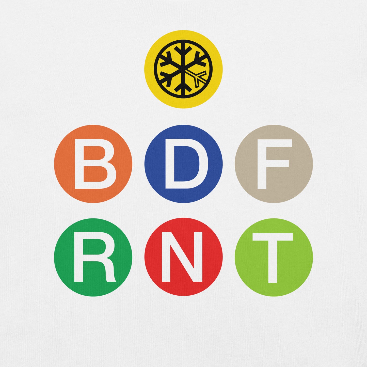 White-BDFRNT NYC Subway Tee from B.Different Clothing, front graphic, graffiti-inspired streetwear
