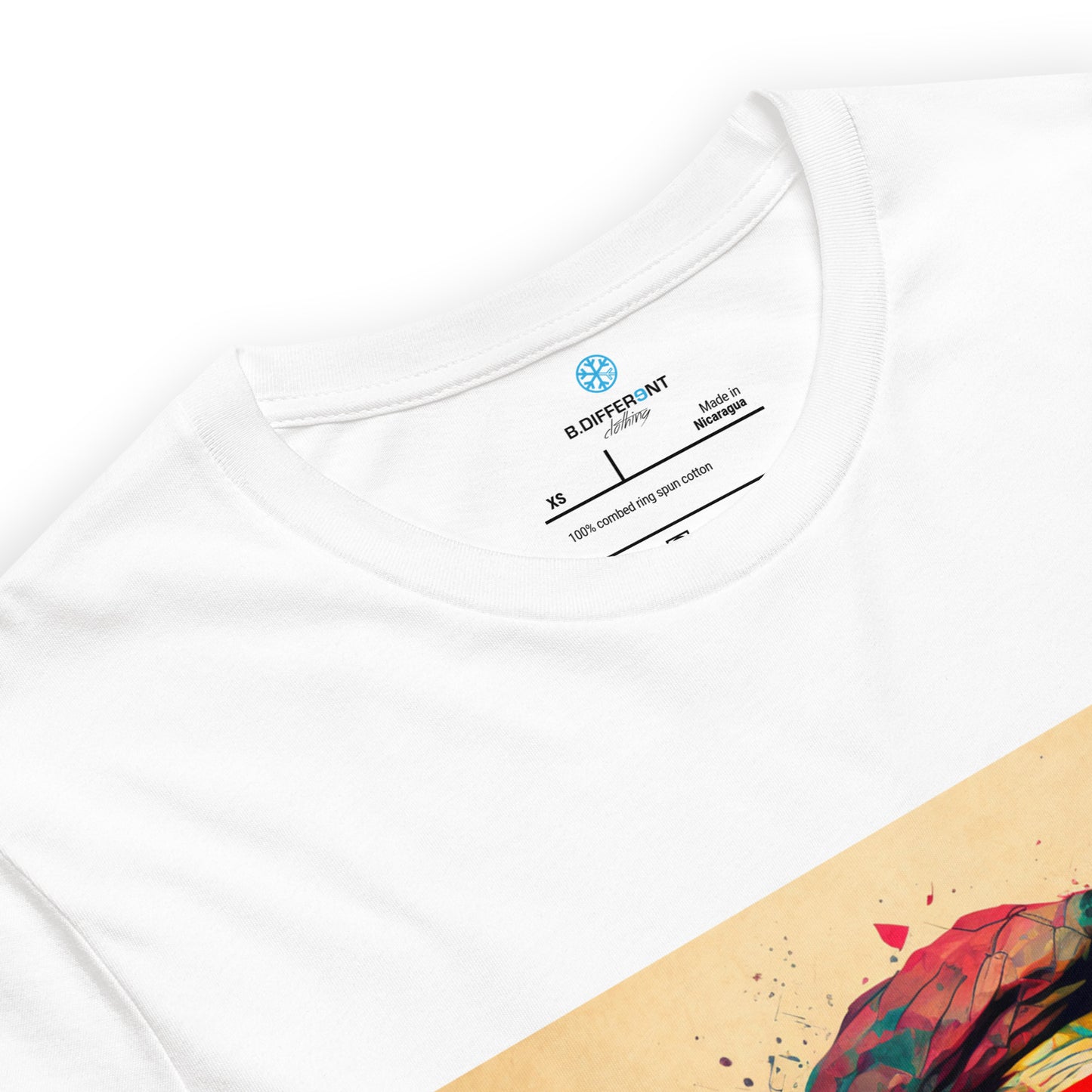 collar of t-shirt Leonardo white by B.Different Clothing independent streetwear brand inspired by street art graffiti