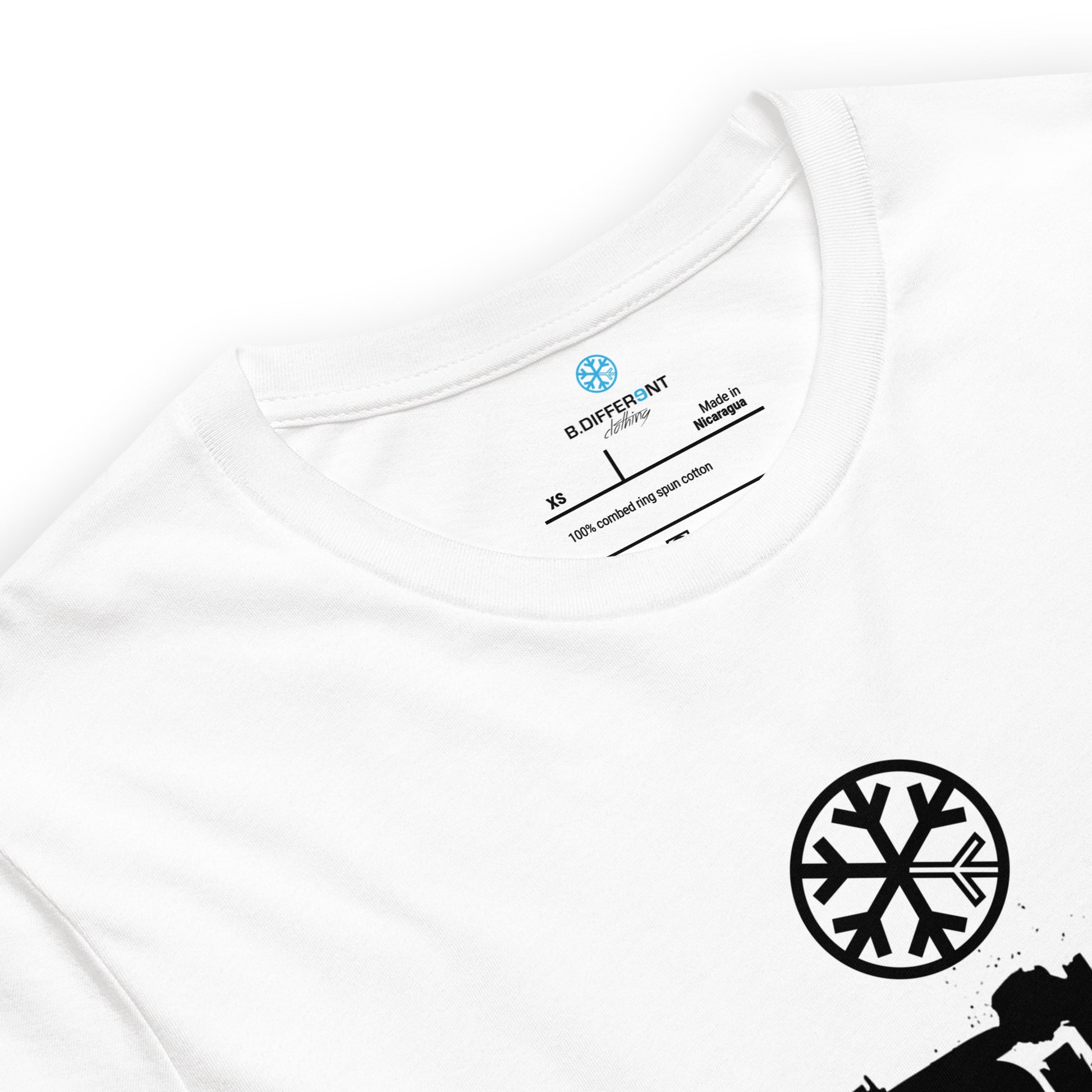 White-Outsider Graffiti Tag Tee from B.Different Clothing, collar, graffiti-inspired streetwear t-shirt