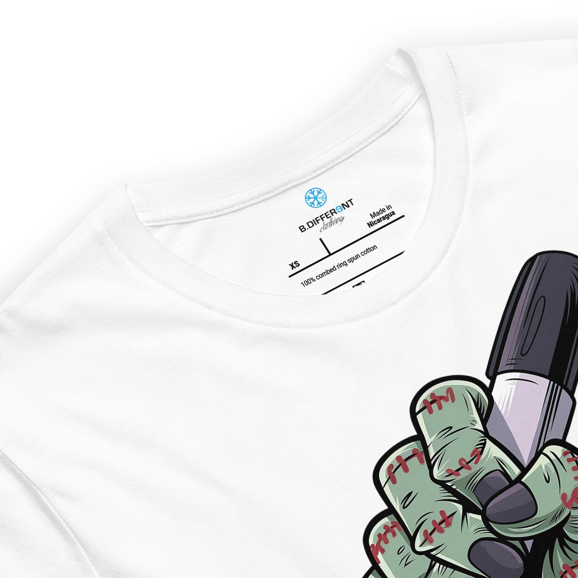 White-Thing Graffiti Tee from B.Different Clothing, collar, graffiti-inspired streetwear t-shirt